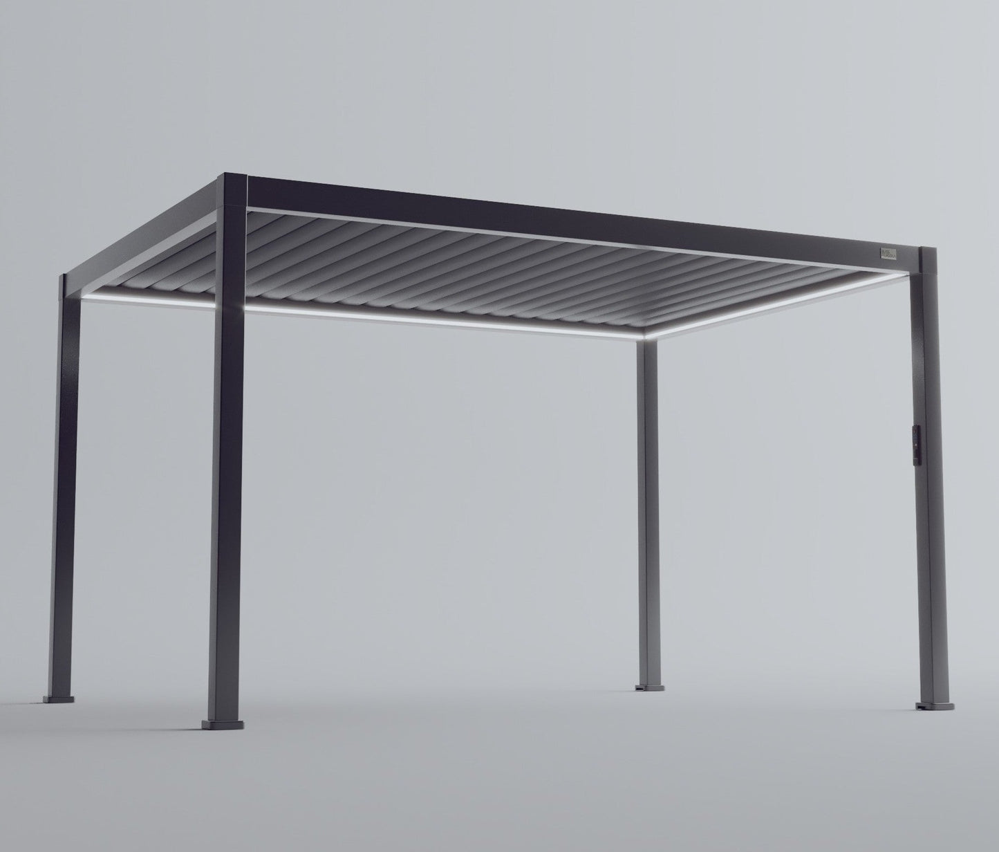 MotaShade™ 3×4m Motorised Aluminium Pergola – Double‑Layer Louvers, LED Lighting
