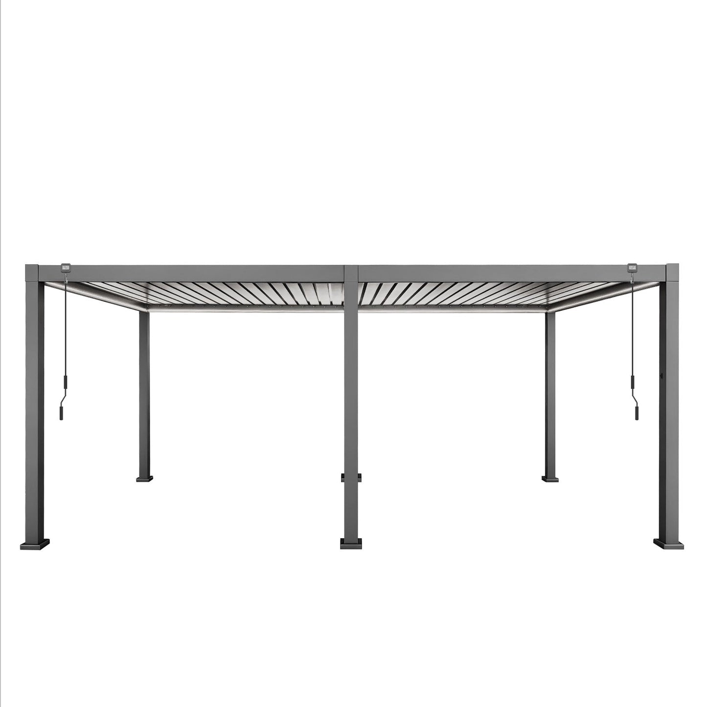 LuxShade™ 3×6m Aluminium Pergola with LEDs, Double-Layered Louvred Roof