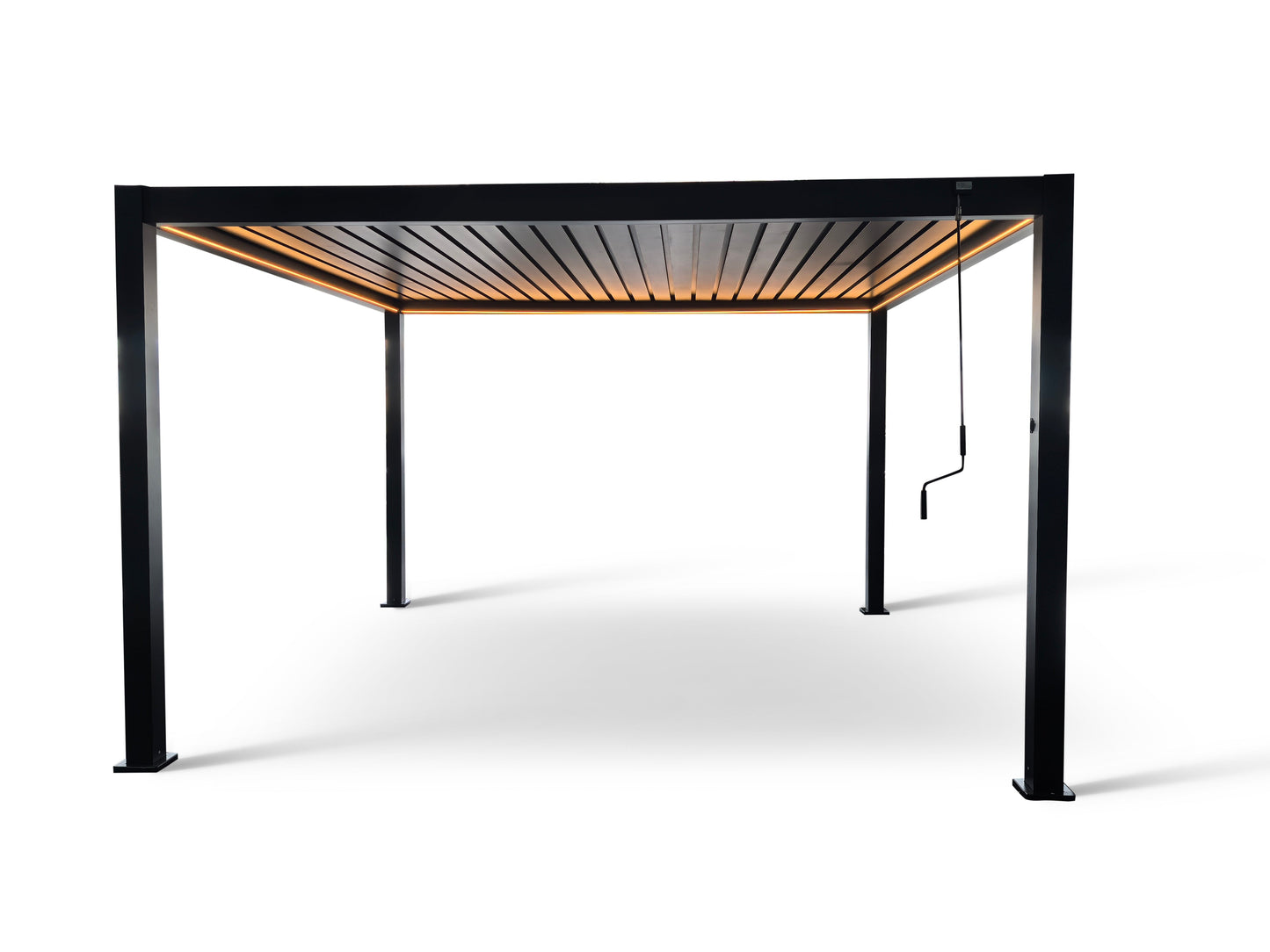 LuxShade™ 4×4m Aluminium Pergola with LEDs, Double-Layered Louvred Roof