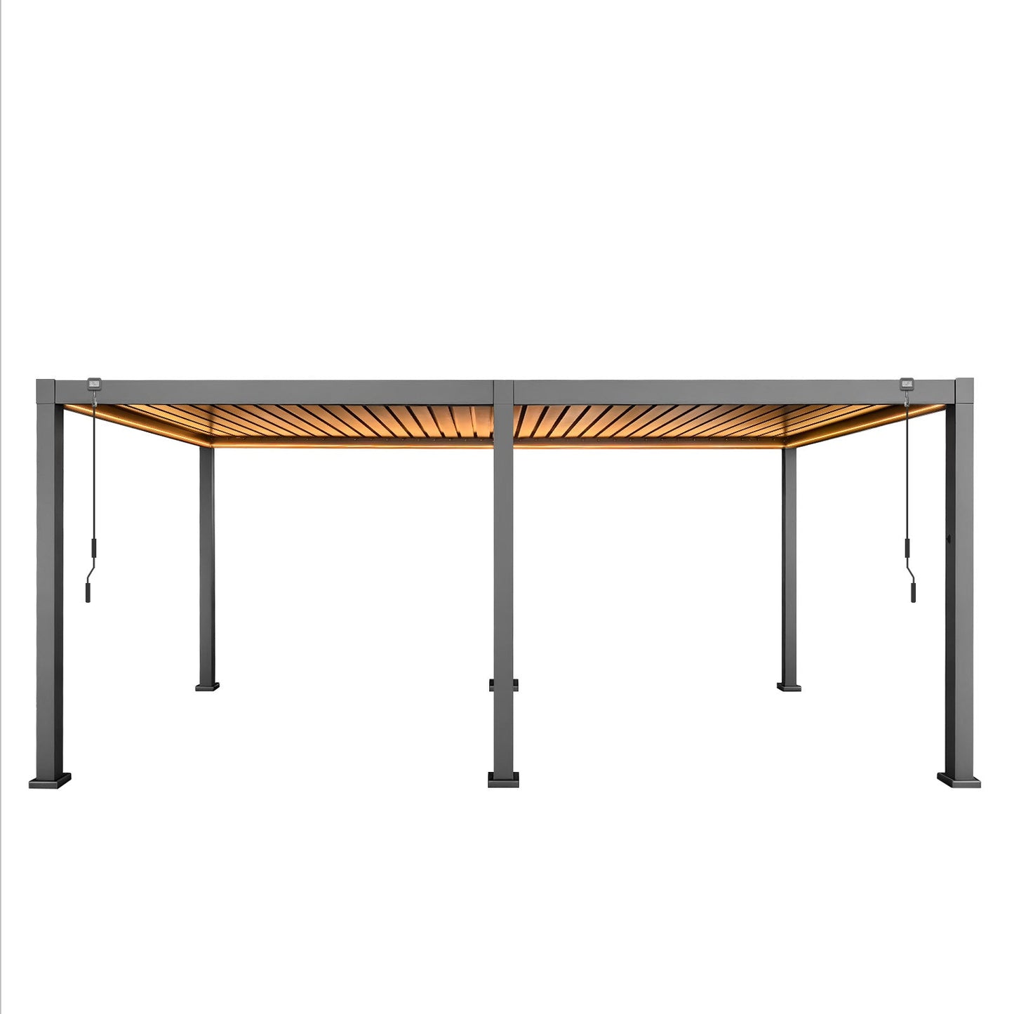 LuxShade™ 3×6m Aluminium Pergola with LEDs, Double-Layered Louvred Roof