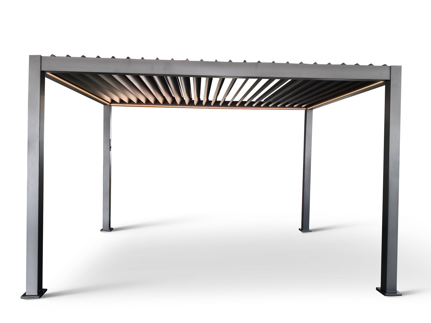 MotaShade™ 3×4m Motorised Aluminium Pergola – Double‑Layer Louvers, LEDs & 3 Zip Blinds