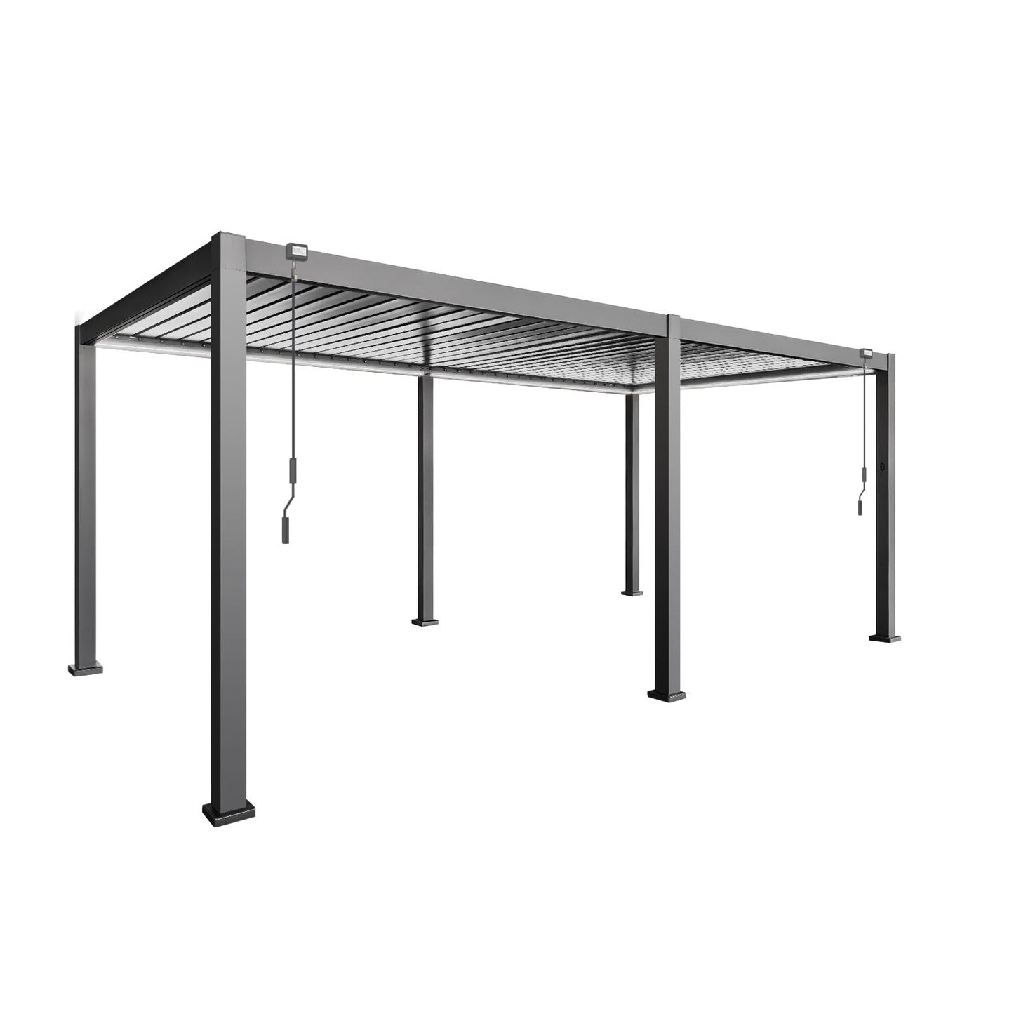 LuxShade™ 3×6m Aluminium Pergola with LEDs, Double-Layered Louvred Roof