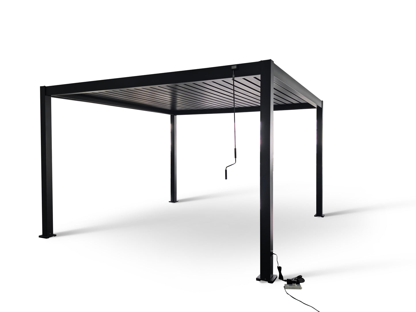 LuxShade™ 4×4m Aluminium Pergola with LEDs, Double-Layered Louvred Roof