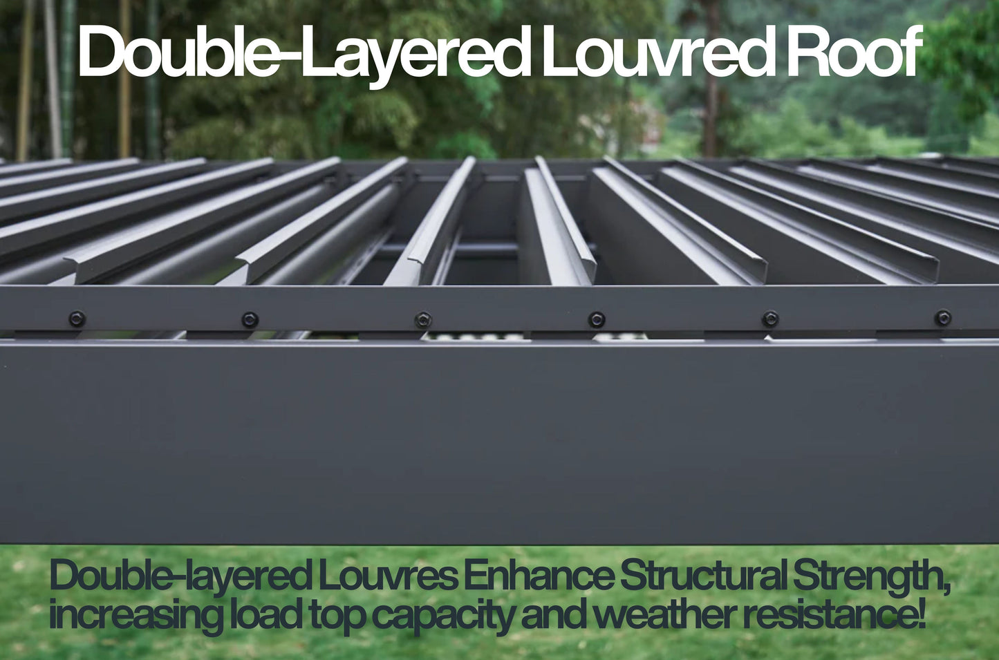 LuxShade™ 4×4m Aluminium Pergola with LEDs, Double-Layered Louvred Roof