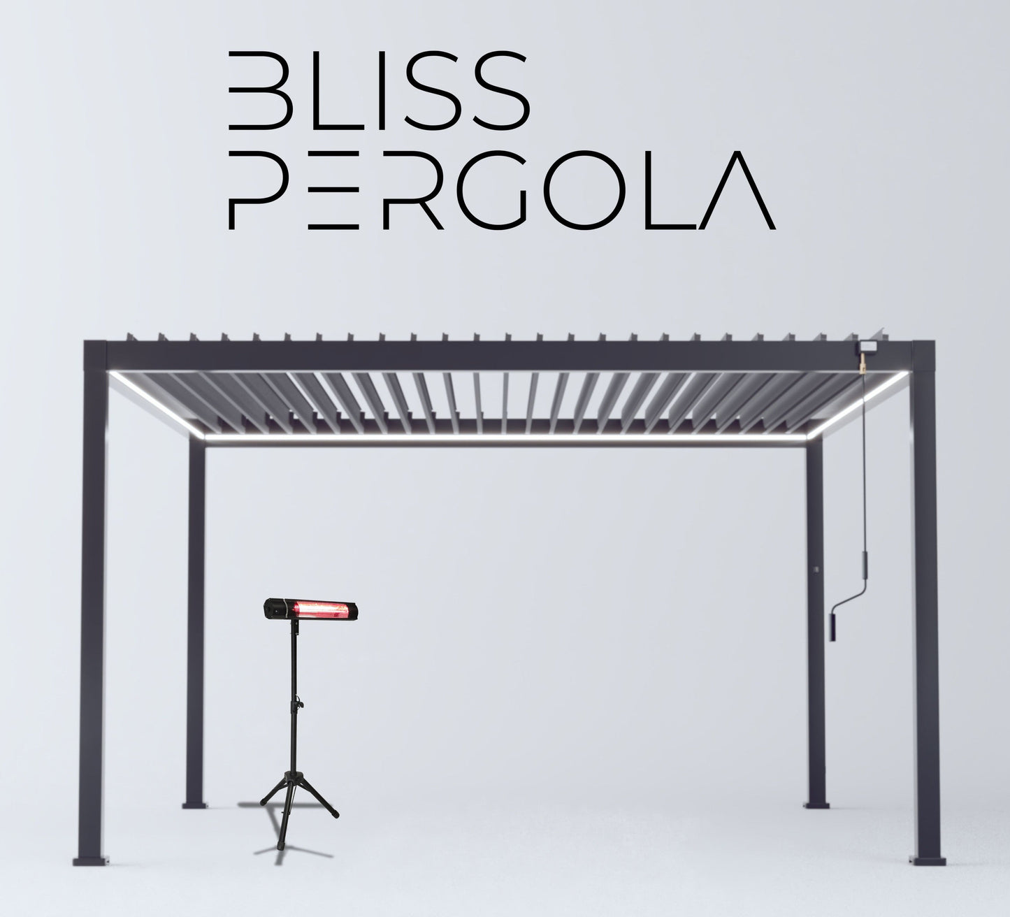 LuxShade™ 4×4m Aluminium Pergola with LEDs, Double-Layered Louvred Roof