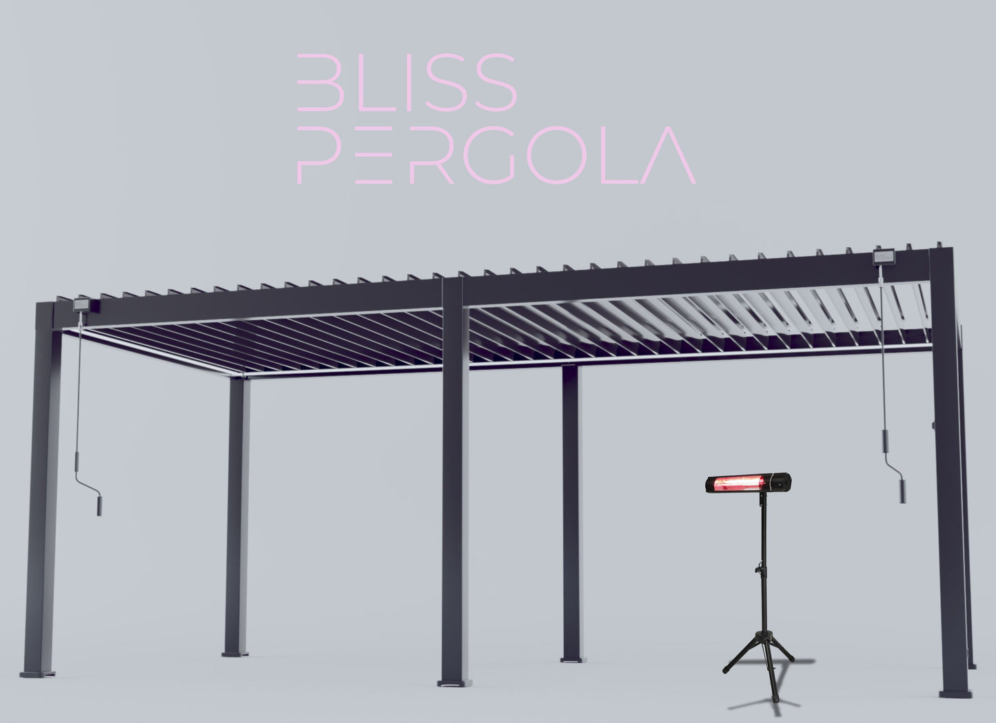 LuxShade™ 3×6m Aluminium Pergola with LEDs, Double-Layered Louvred Roof
