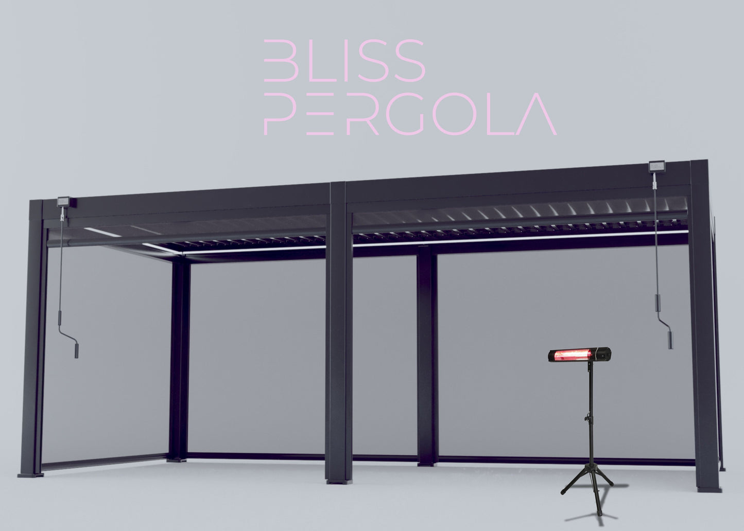 LuxShade™ 3×6m Aluminium Pergola with LEDs, Double-Layered Louvred Roof & Blinds