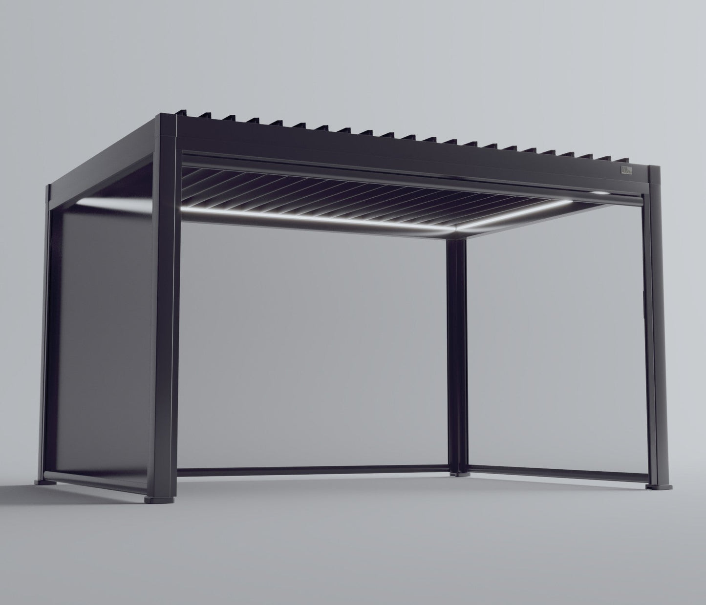 MotaShade™ 3×4m Motorised Aluminium Pergola – Double‑Layer Louvers, LEDs & 3 Windscreens