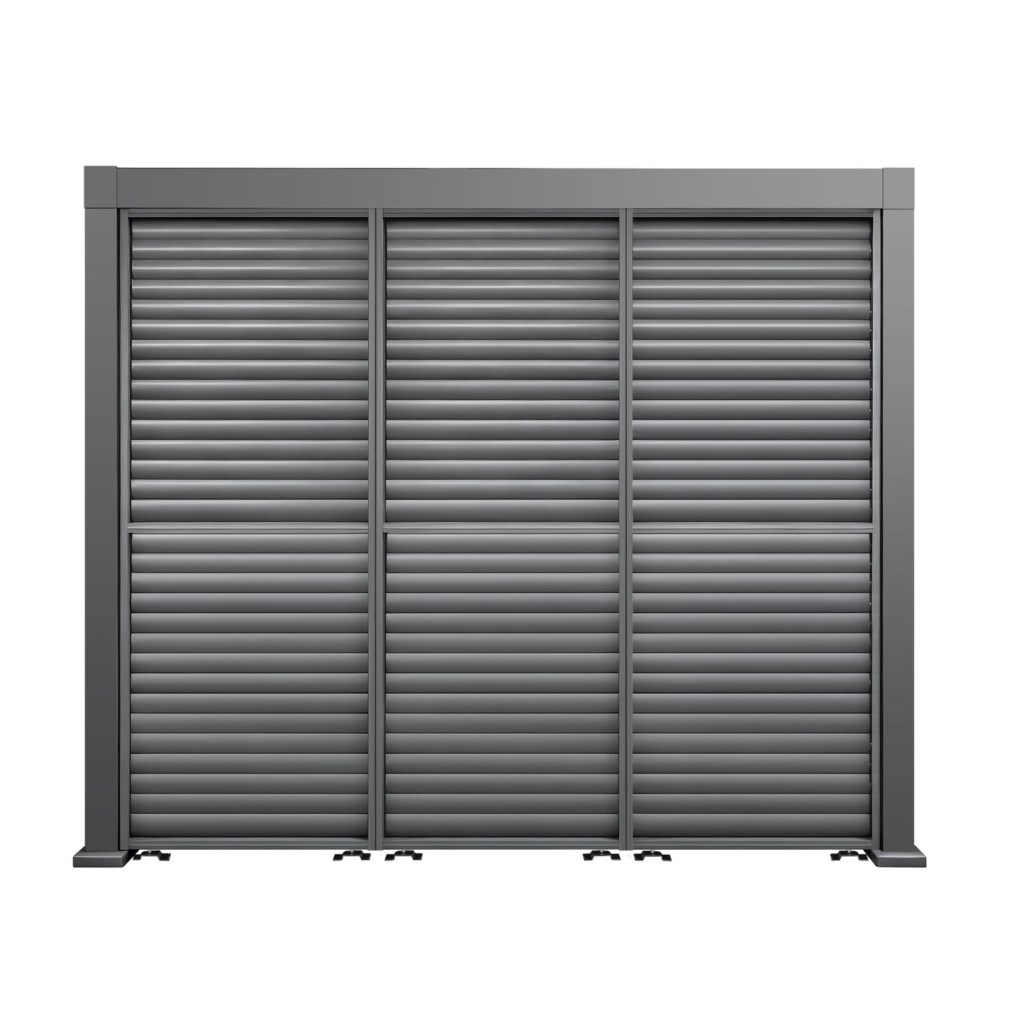 3M Aluminium Shuttered Louvre Side Wall (1m x Three Panels) in Dark Grey