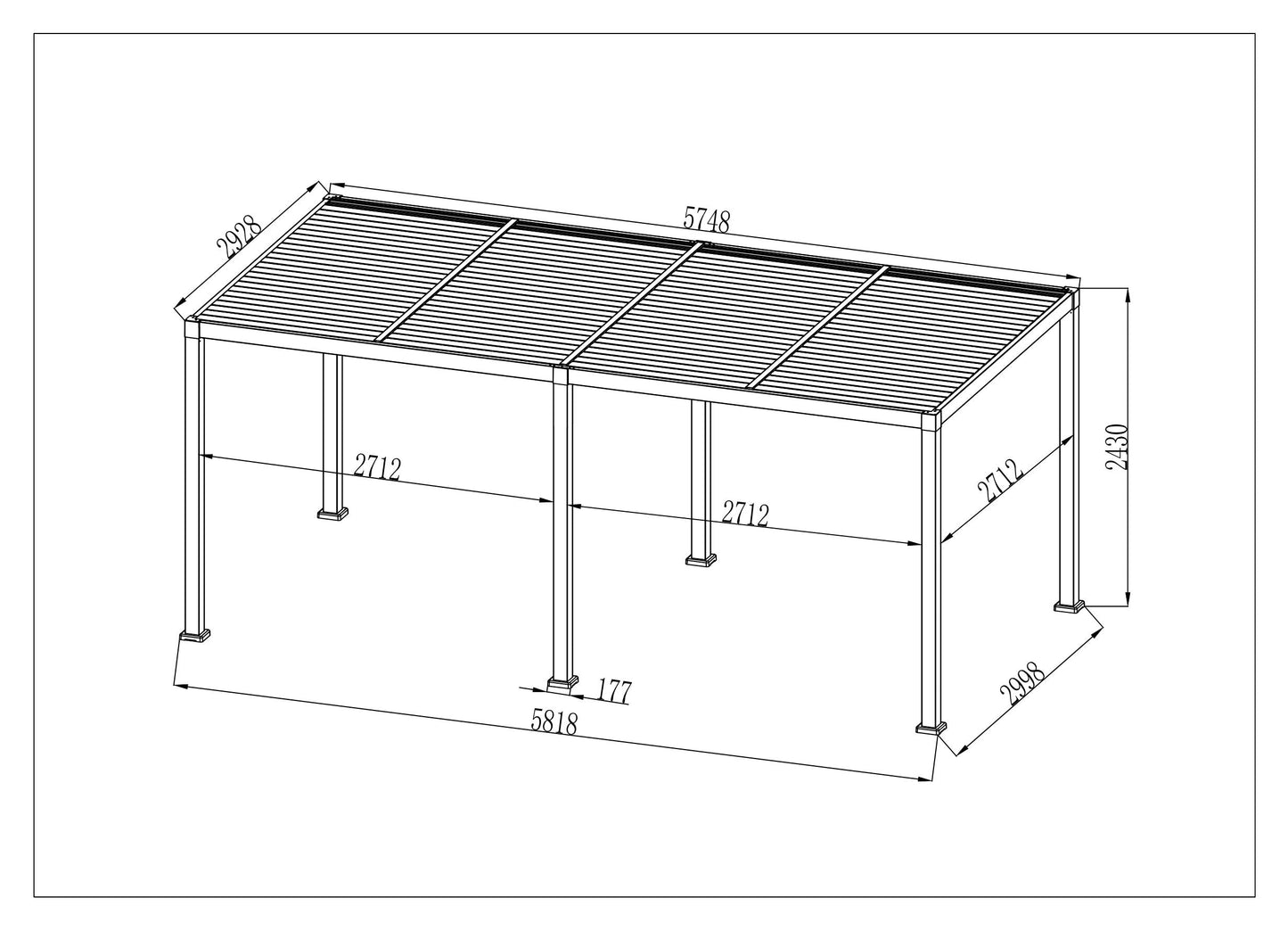 SplitZone™ 3×6m Grey Aluminium Pergola with LEDs, Mid-Beam Louvred Roof & Blinds