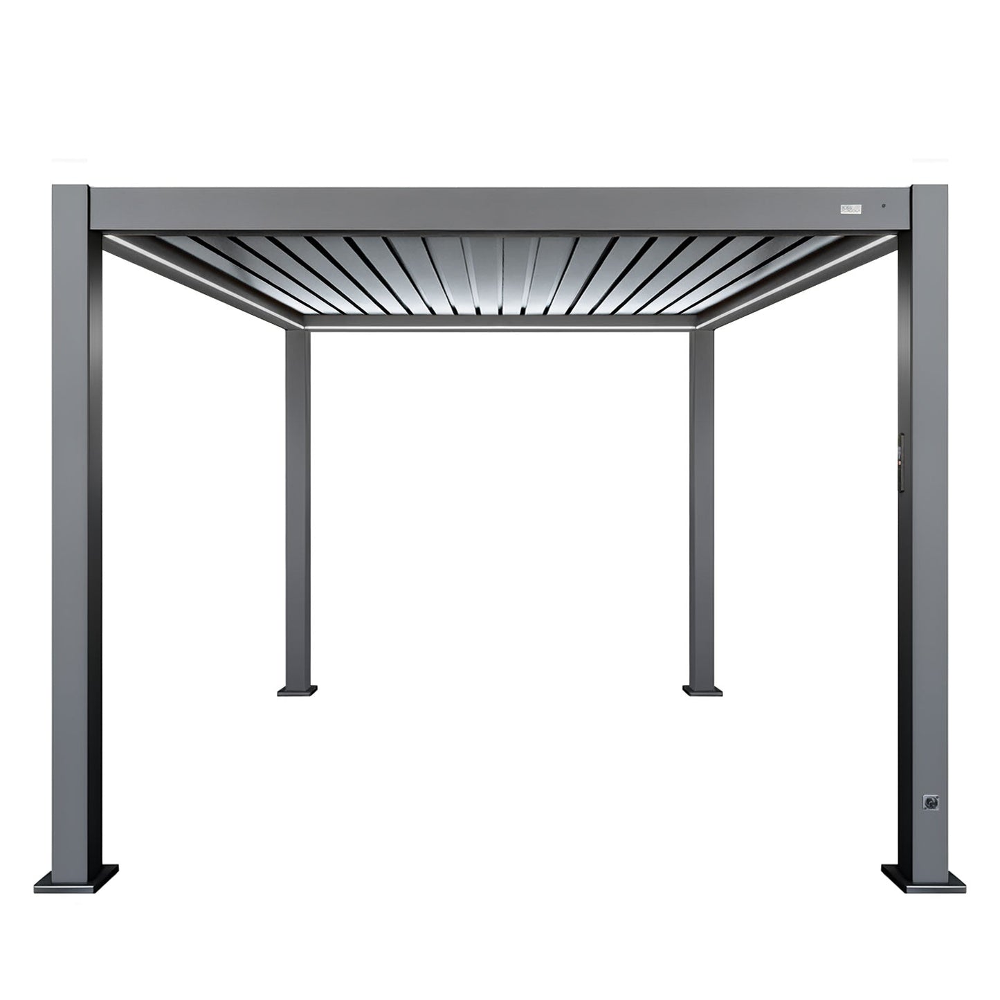 MotaShade™ 3×3m Motorised LED Aluminium Pergola – Double‑Layer  Louvres