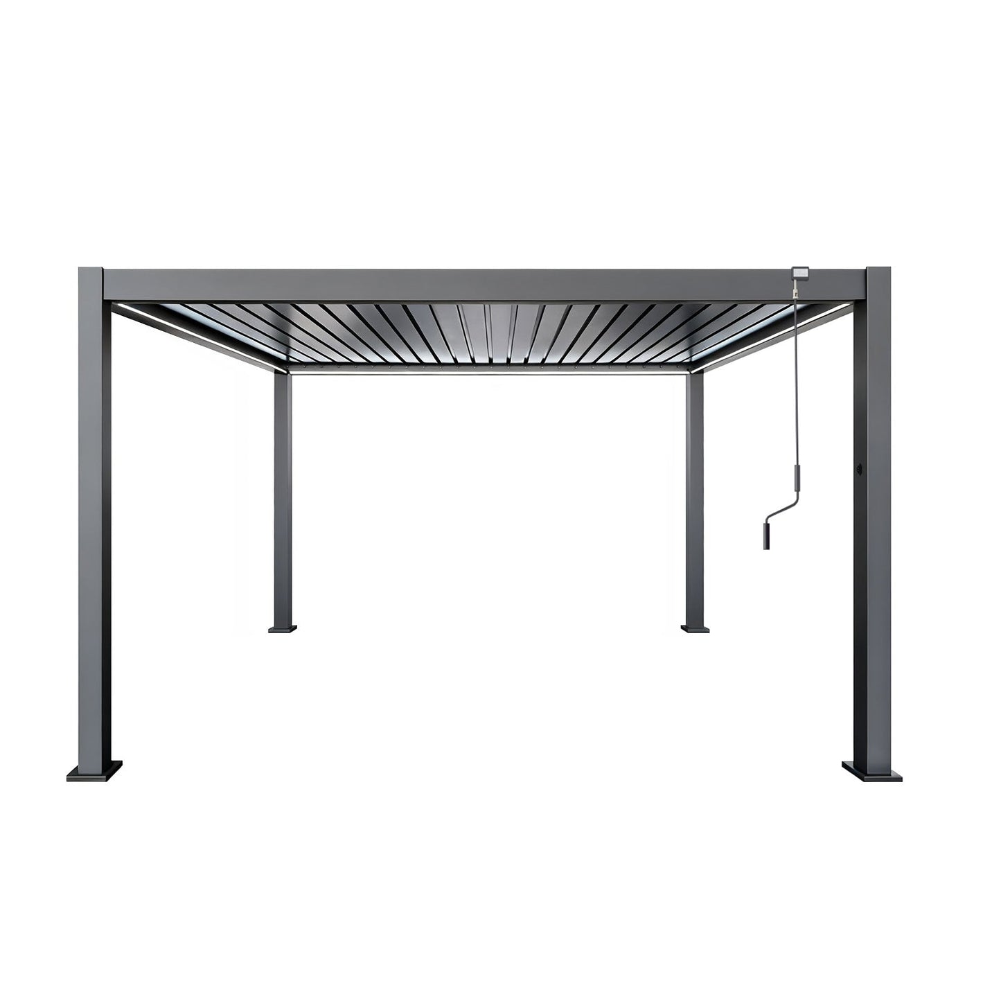 LuxShade™ 4×4m Aluminium Pergola with LEDs, Double-Layered Louvred Roof