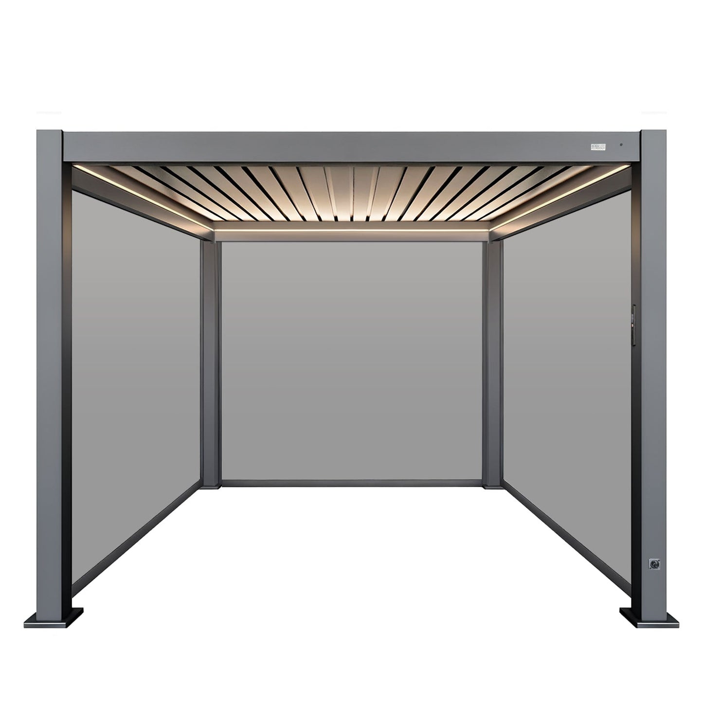 MotaShade™ 3×3m Motorised Aluminium Pergola – Double‑Layer Louvers, LEDs & 3 Windscreens
