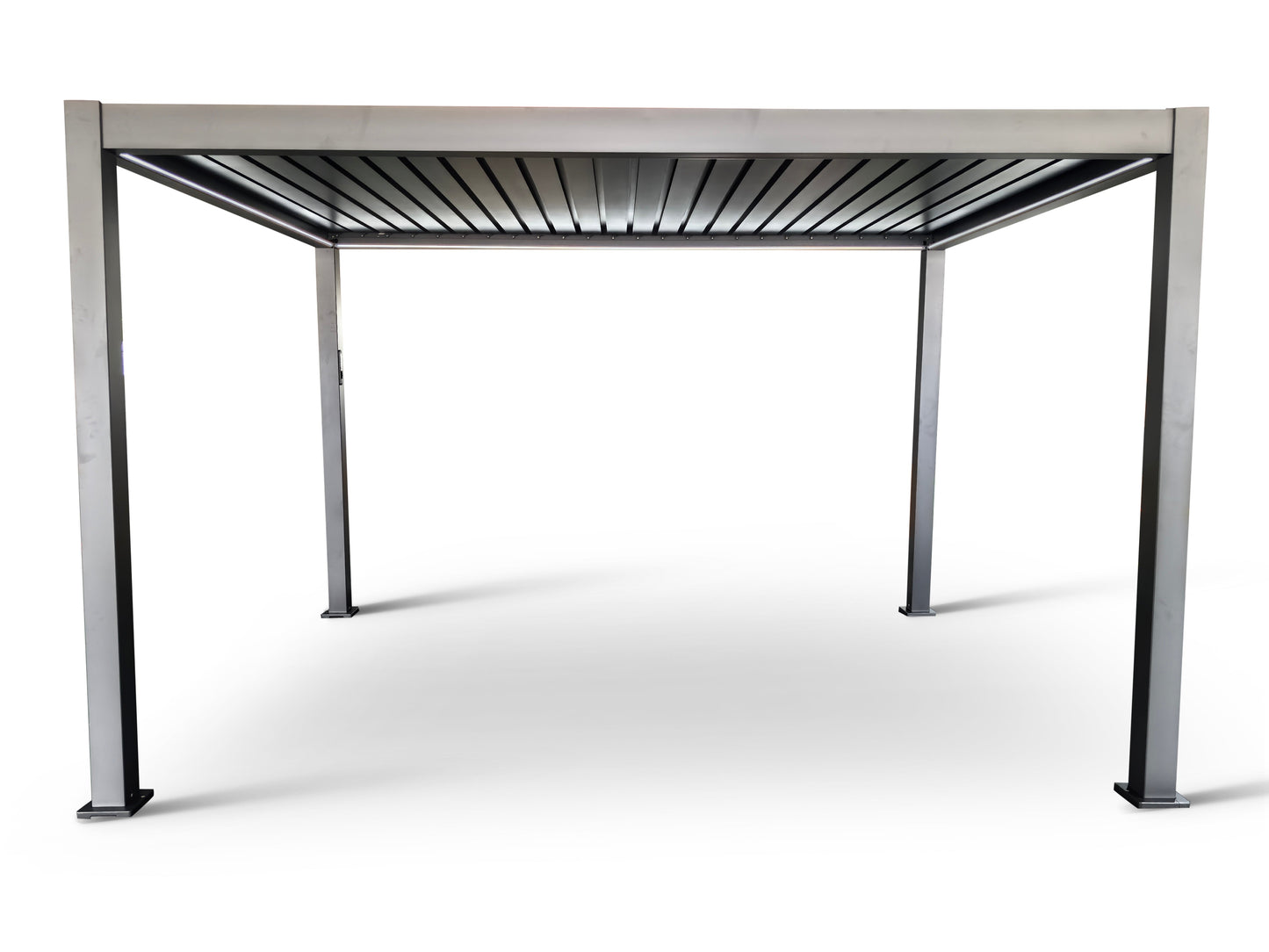MotaShade™ 3×4m Motorised Aluminium Pergola – Double‑Layer Louvers, LEDs & 3 Windscreens