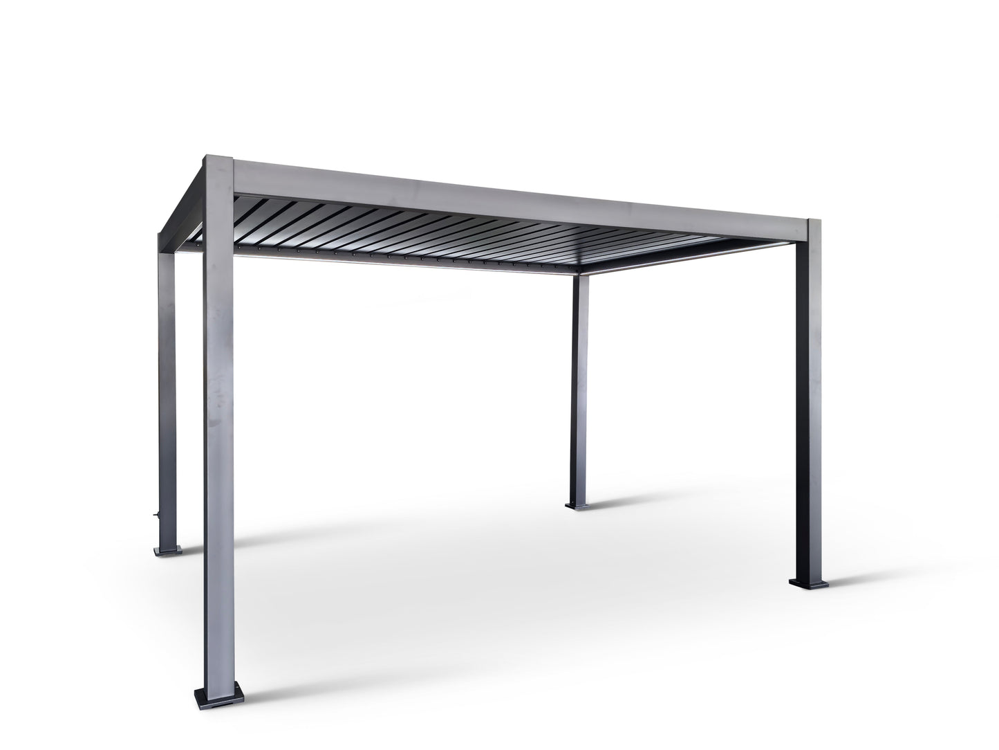 MotaShade™ 3×4m Motorised Aluminium Pergola – Double‑Layer Louvers, LEDs & 3 Windscreens