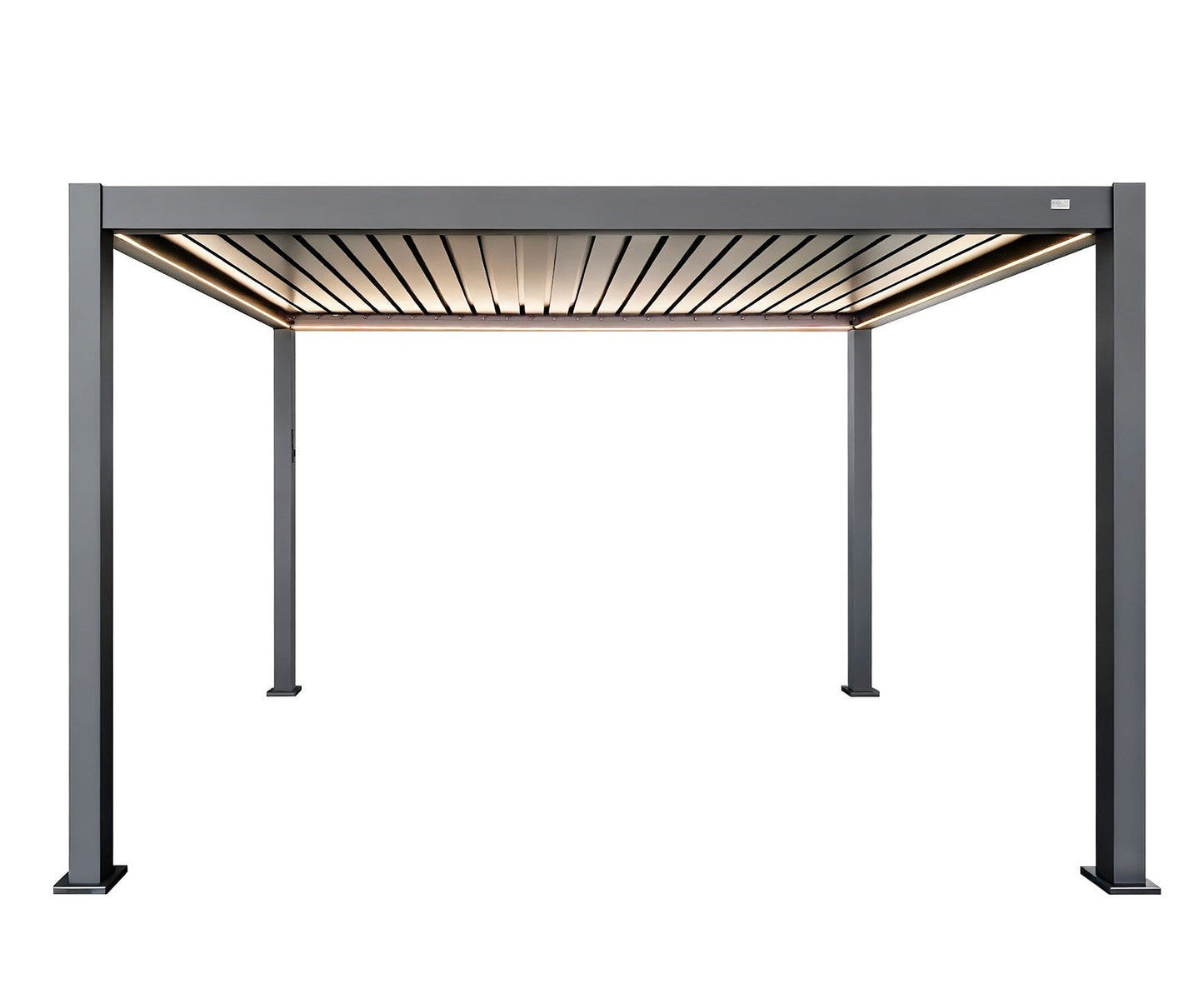 MotaShade™ 3×4m Motorised Aluminium Pergola – Double‑Layer Louvers, LEDs & 3 Windscreens