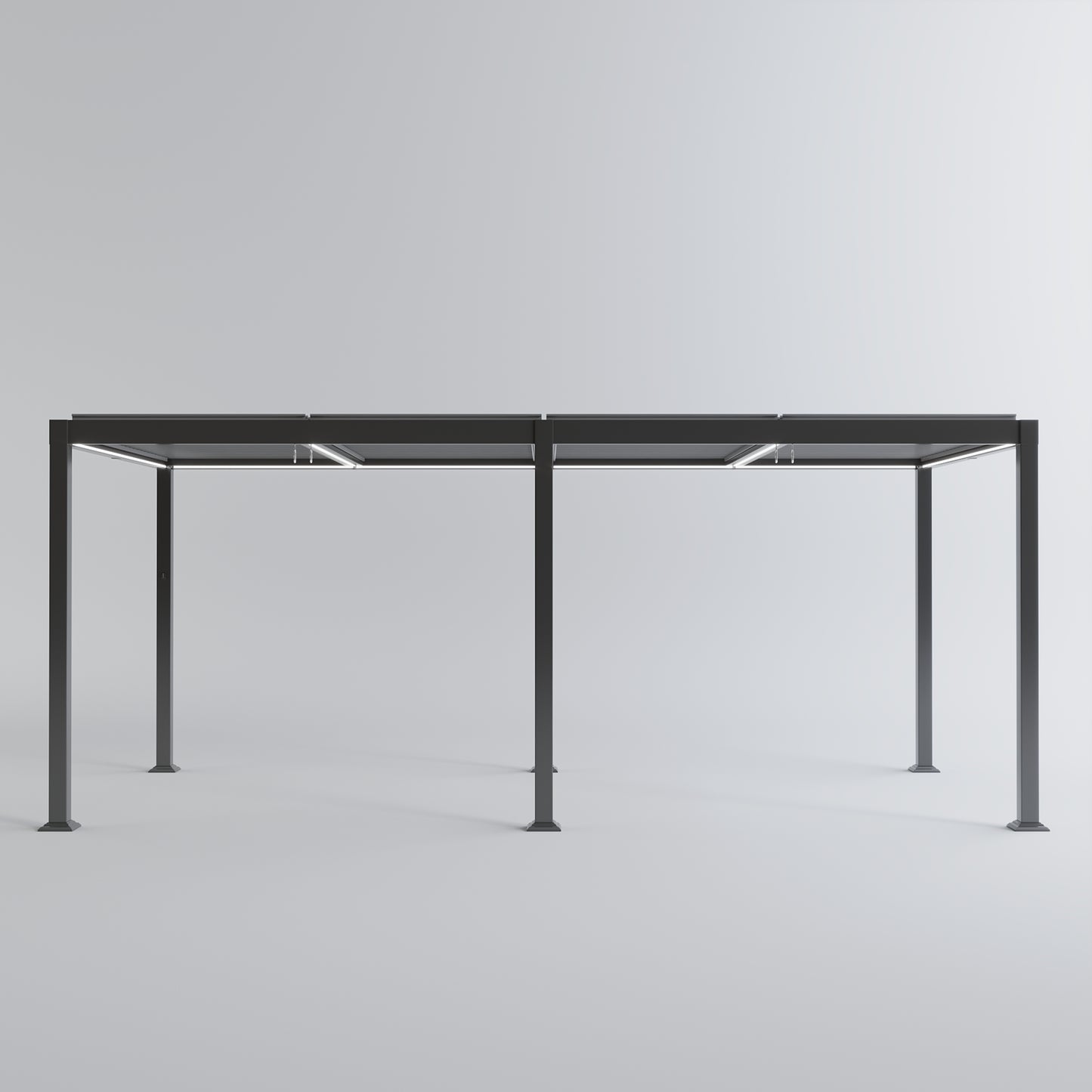 Heavy Duty Grey Aluminium LED Pergola Mid-Beam Louvered Shutter Roof 3 x 6m