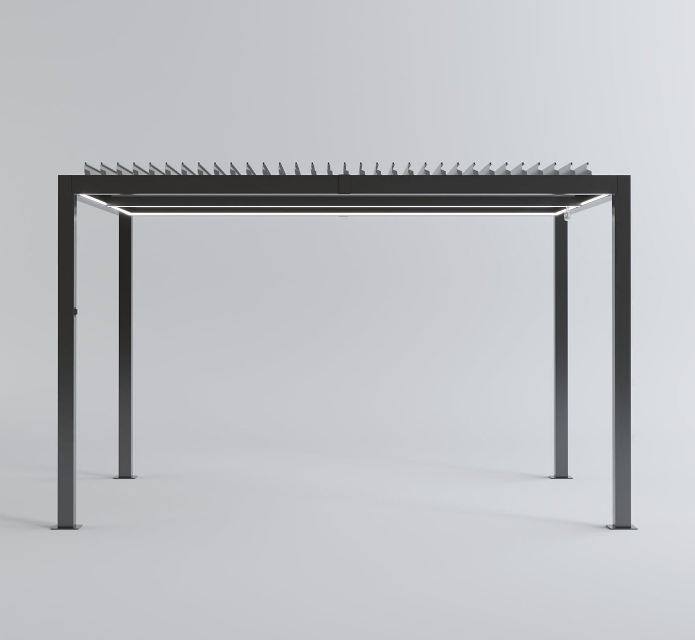 Heavy Duty Grey Aluminium LED Pergola Mid-Beam Louvered Shutter Roof 3 x 4m