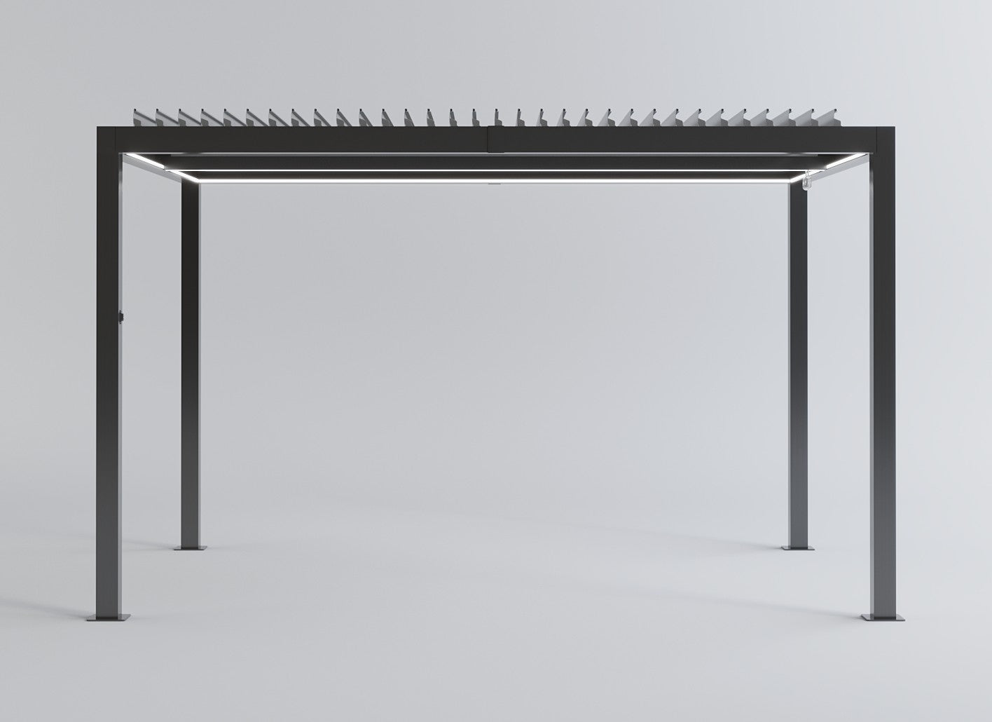 SplitZone™ 3×4m Grey Aluminium Pergola with LEDs, Mid-Beam Louvred Roof