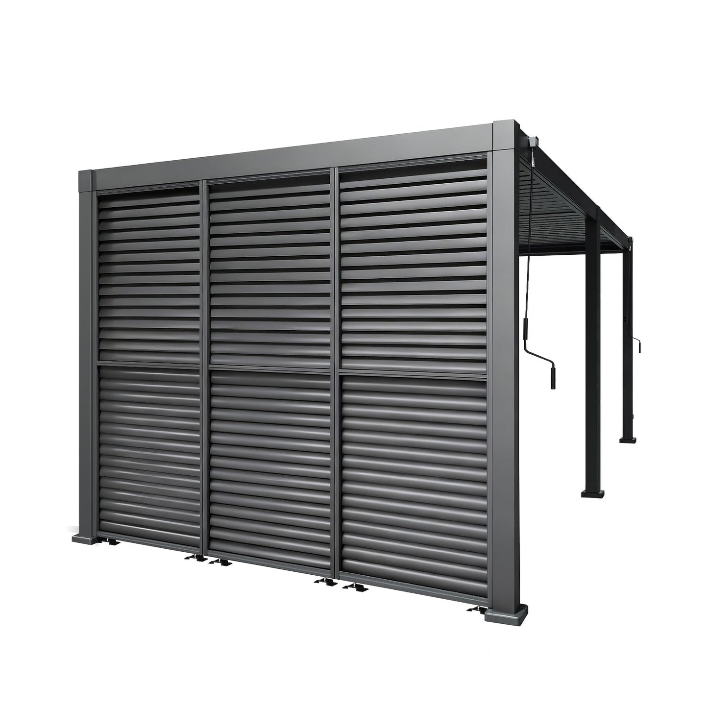 3M Aluminium Shuttered Louvre Side Wall (1m x Three Panels) in Dark Grey