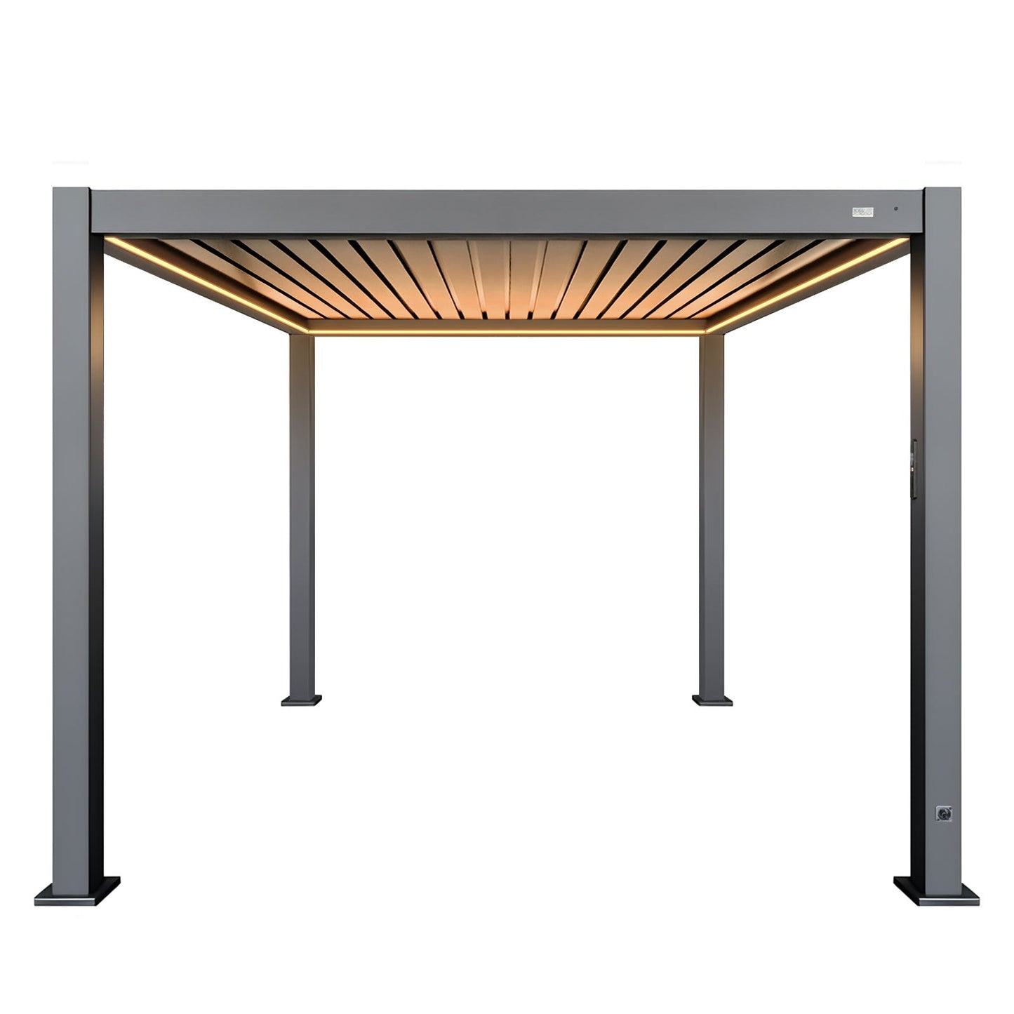 MotaShade™ 3×3m Motorised LED Aluminium Pergola – Double‑Layer  Louvres
