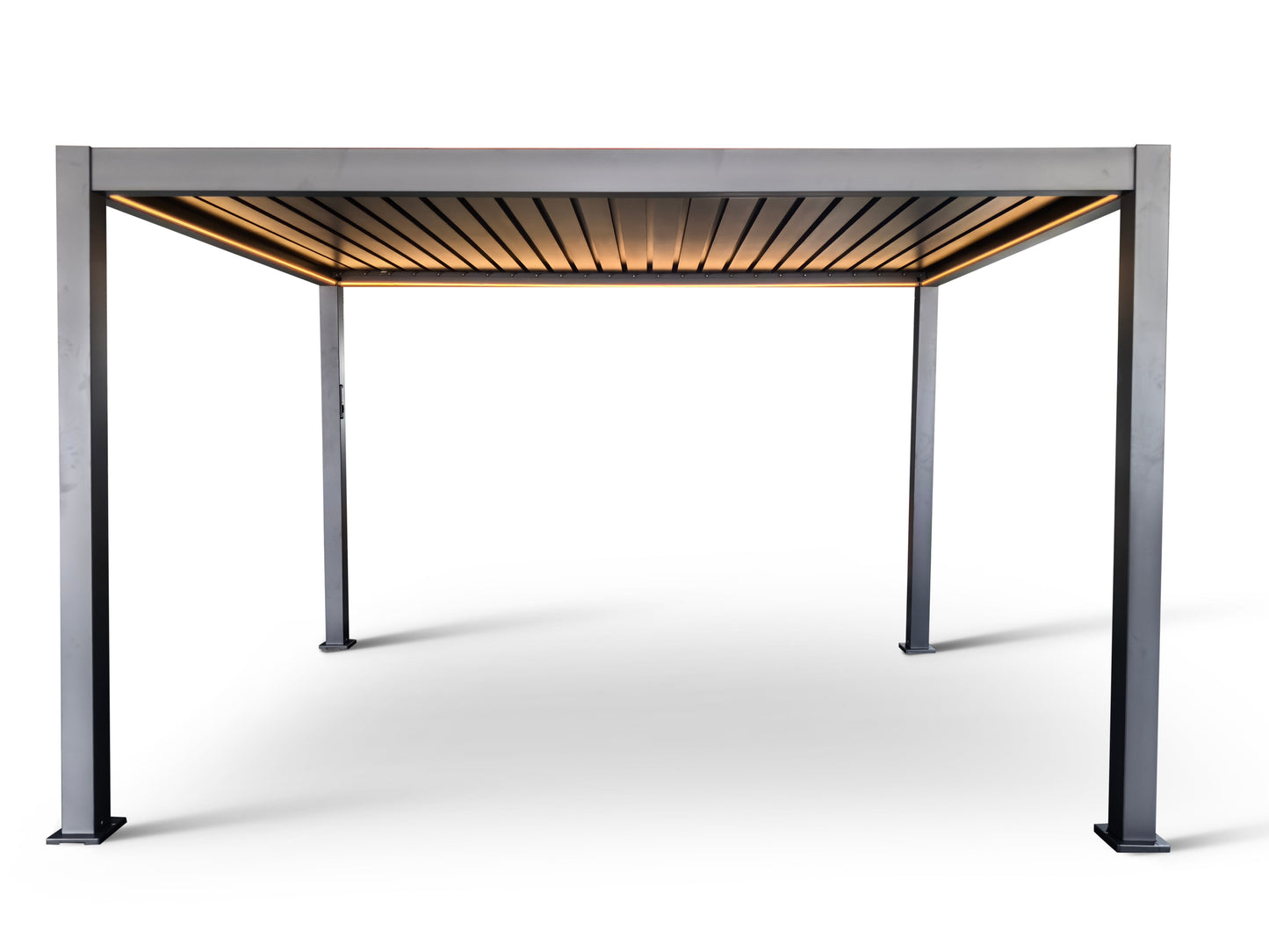 MotaShade™ 3×4m Motorised Aluminium Pergola – Double‑Layer Louvers, LEDs & 3 Windscreens