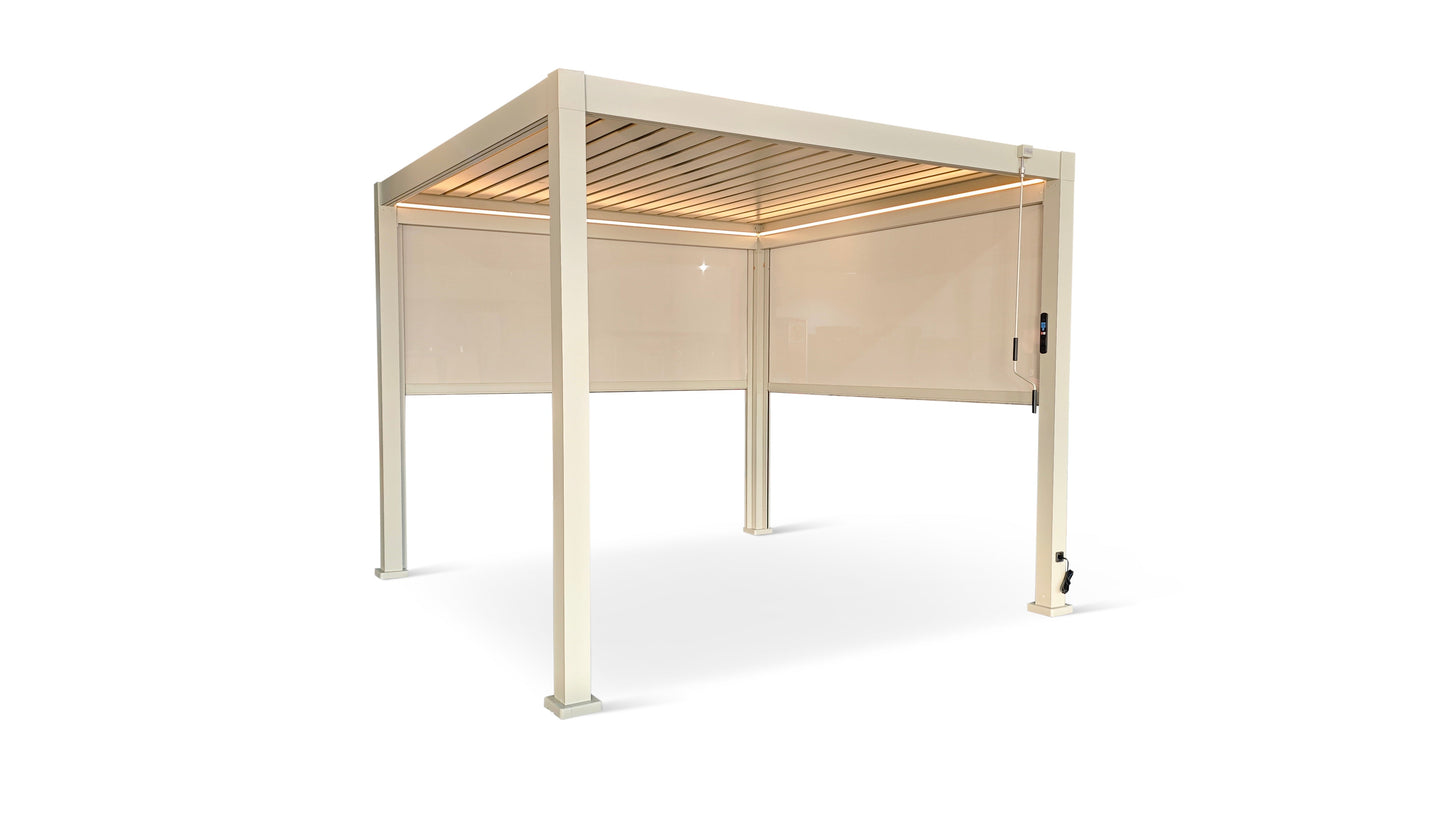 3M Retractable Pergola Side Blind | Pull Down Privacy Windscreen Pebble