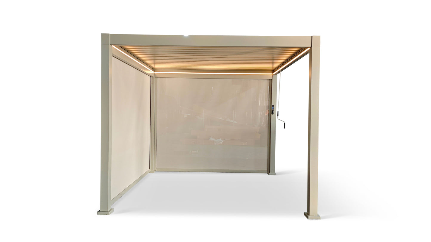 3M Retractable Pergola Side Blind | Pull Down Privacy Windscreen Pebble
