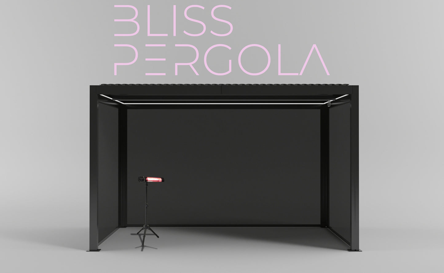 SplitZone™ 3×4m Grey Aluminium Pergola with LEDs, Mid-Beam Louvred Roof + Windscreens