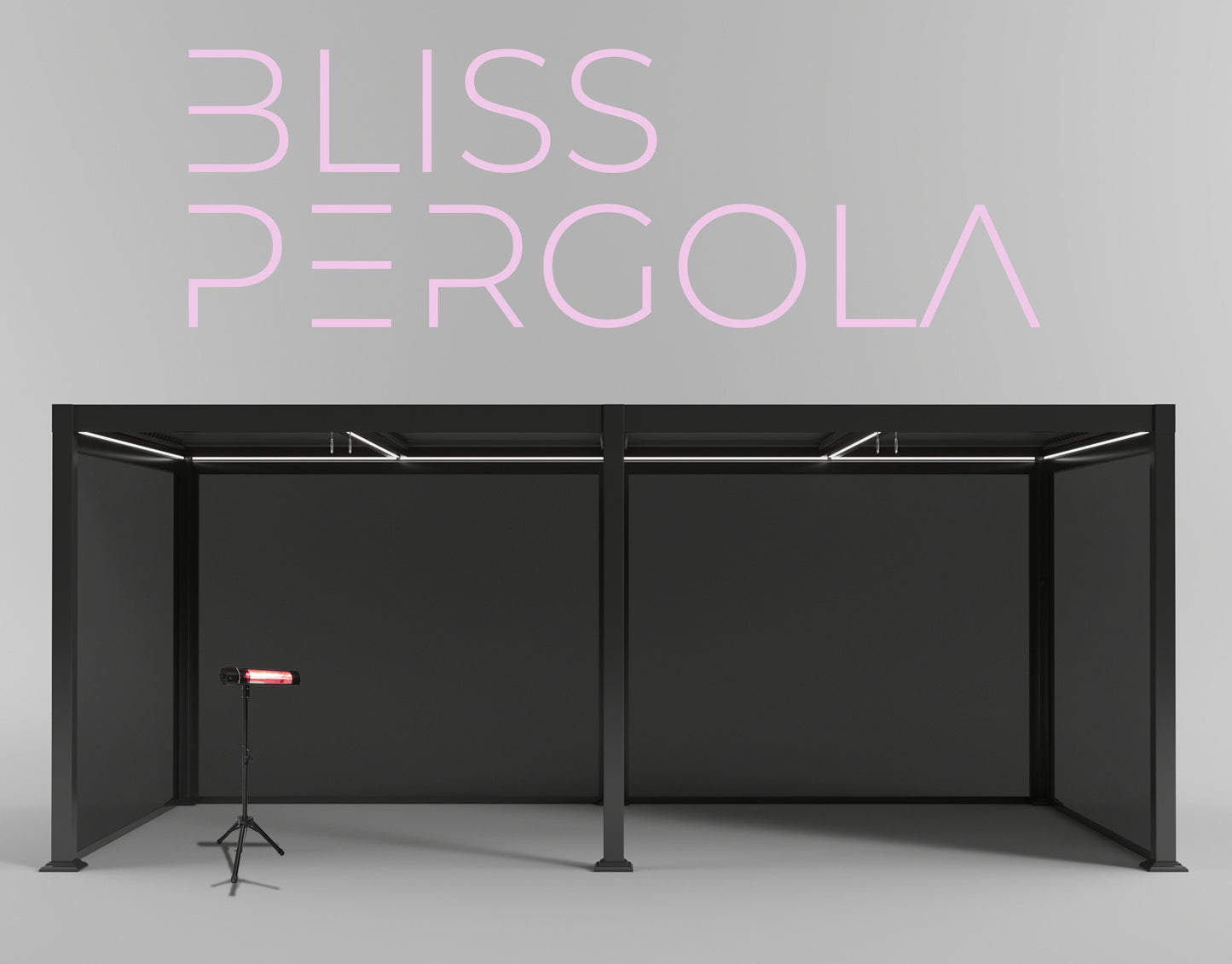 SplitZone™ 3×6m Grey Aluminium Pergola with LEDs, Mid-Beam Louvred Roof & Blinds