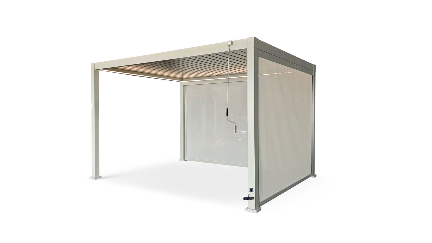3M Retractable Pergola Side Blind | Pull Down Privacy Windscreen Pebble