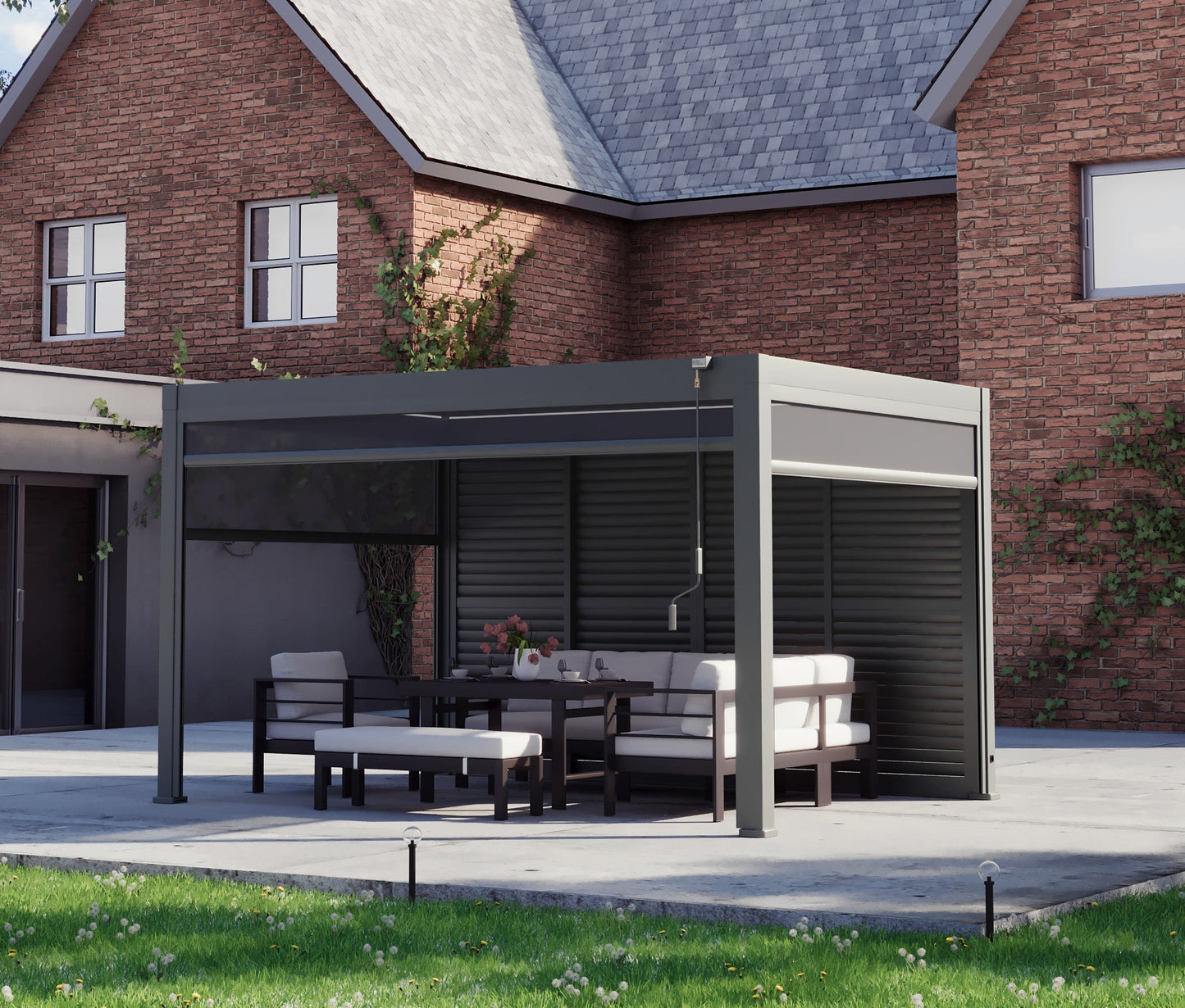 4M Aluminium Shuttered Louvre Sliding Door System – LuxShade™ Pergola
