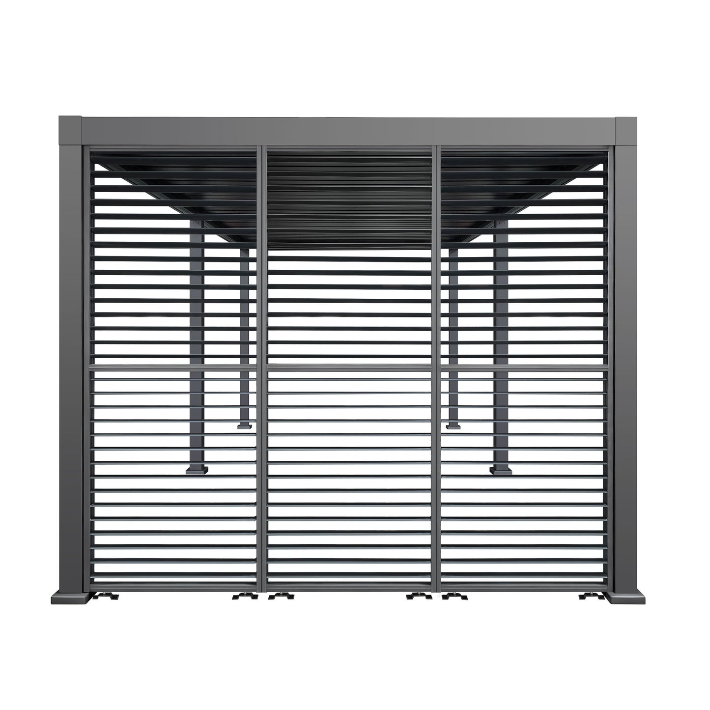 3M Aluminium Shuttered Louvre Side Wall (1m x Three Panels) in Dark Grey