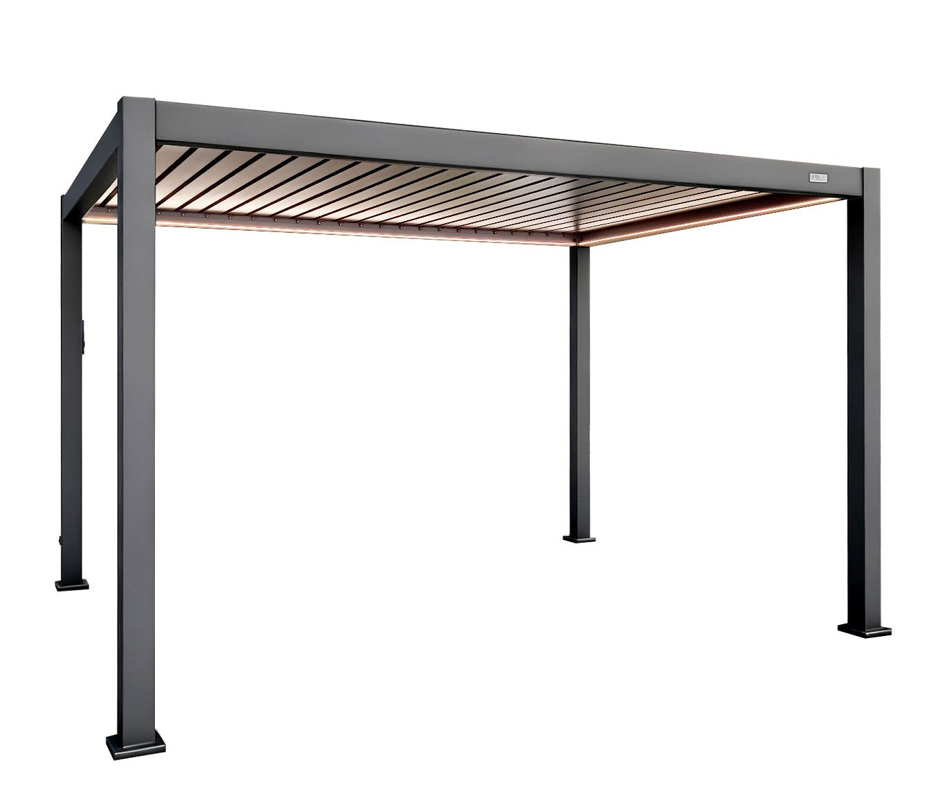 MotaShade™ 3×4m Motorised Aluminium Pergola – Double‑Layer Louvers, LEDs & 3 Windscreens