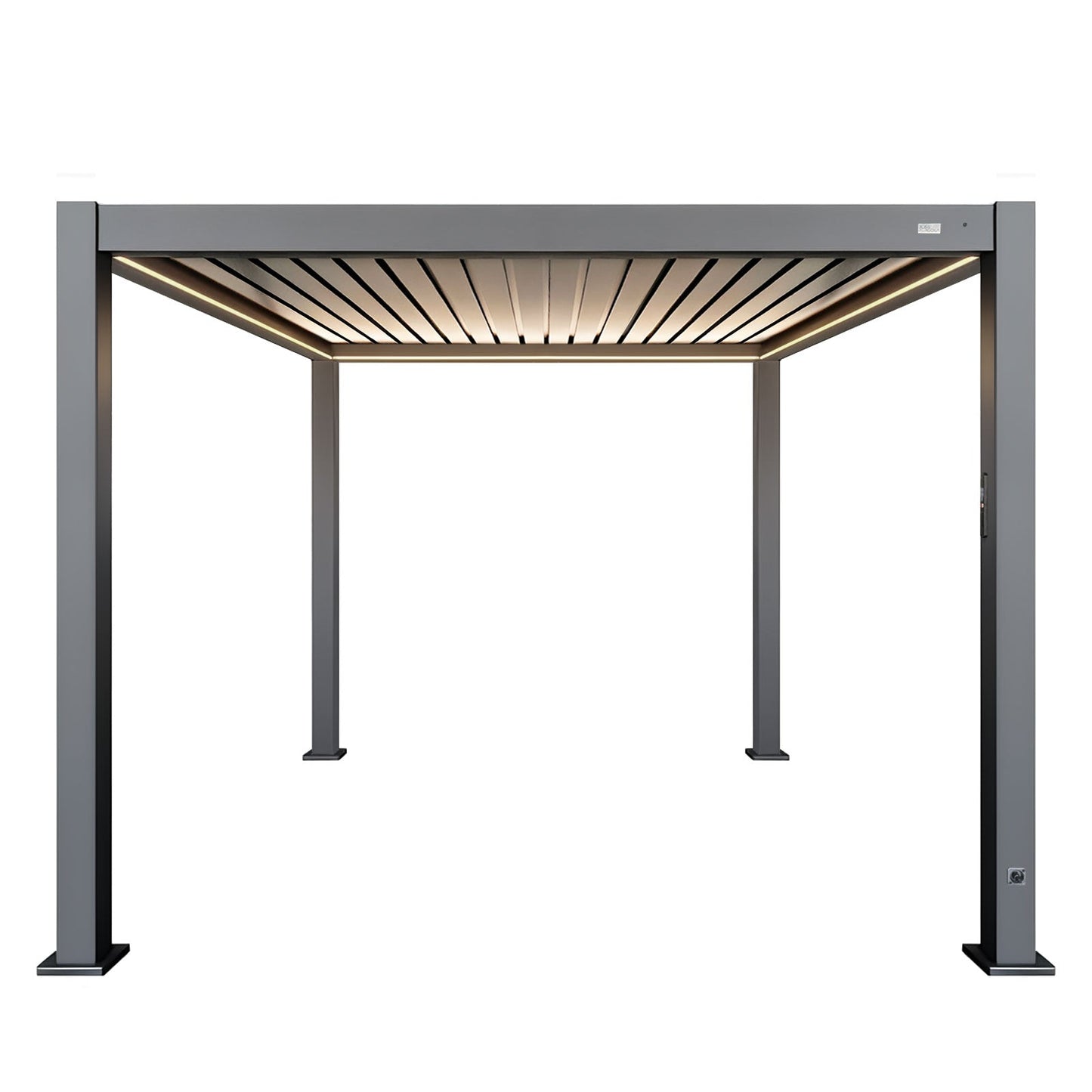 MotaShade™ 3×3m Motorised LED Aluminium Pergola – Double‑Layer  Louvres