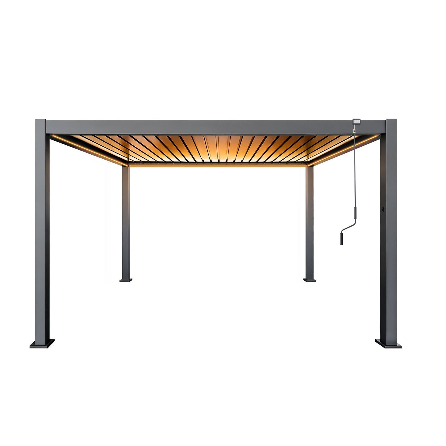 LuxShade™ 4×4m Aluminium Pergola with LEDs, Double-Layered Louvred Roof