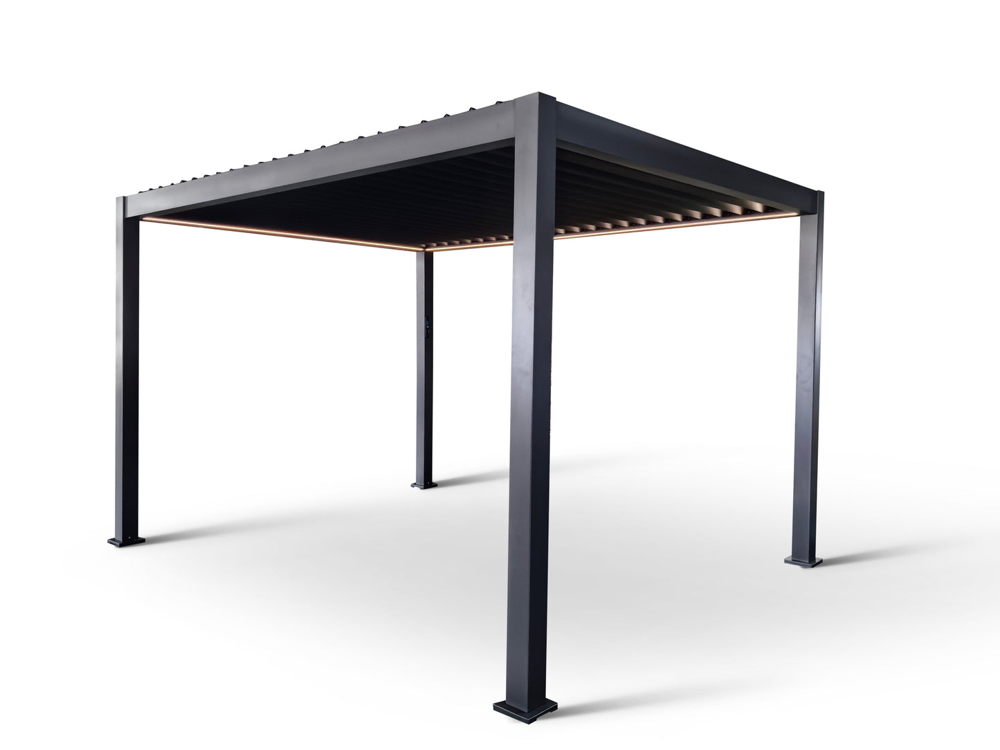 MotaShade™ 3×4m Motorised Aluminium Pergola – Double‑Layer Louvers, LEDs & 3 Windscreens