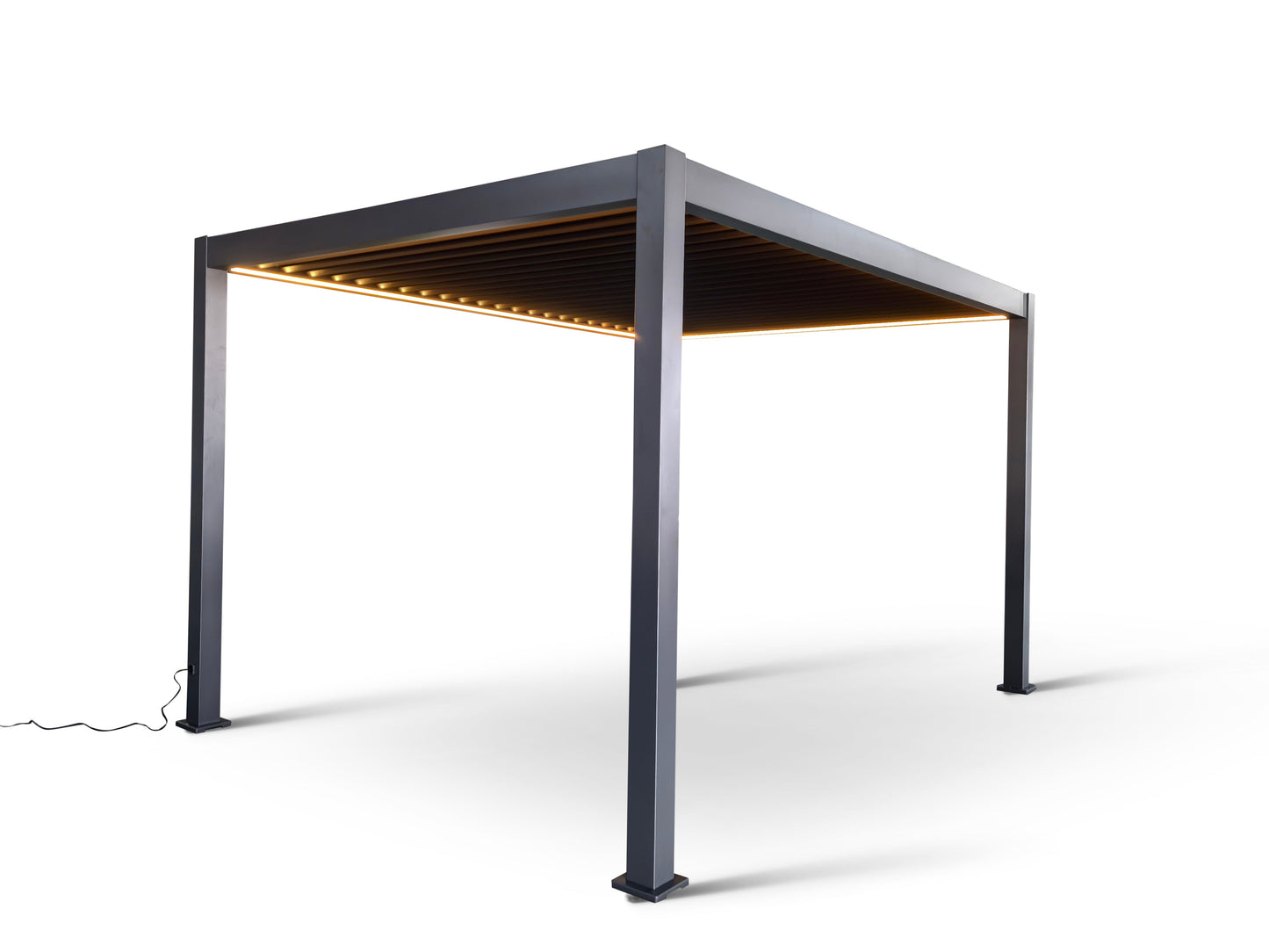 MotaShade™ 3×4m Motorised Aluminium Pergola – Double‑Layer Louvers, LEDs & 3 Windscreens