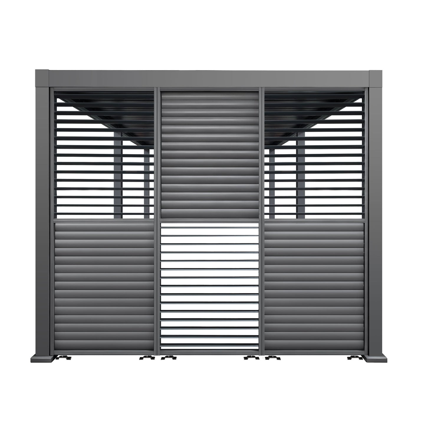 3M Aluminium Shuttered Louvre Side Wall (1m x Three Panels) in Dark Grey