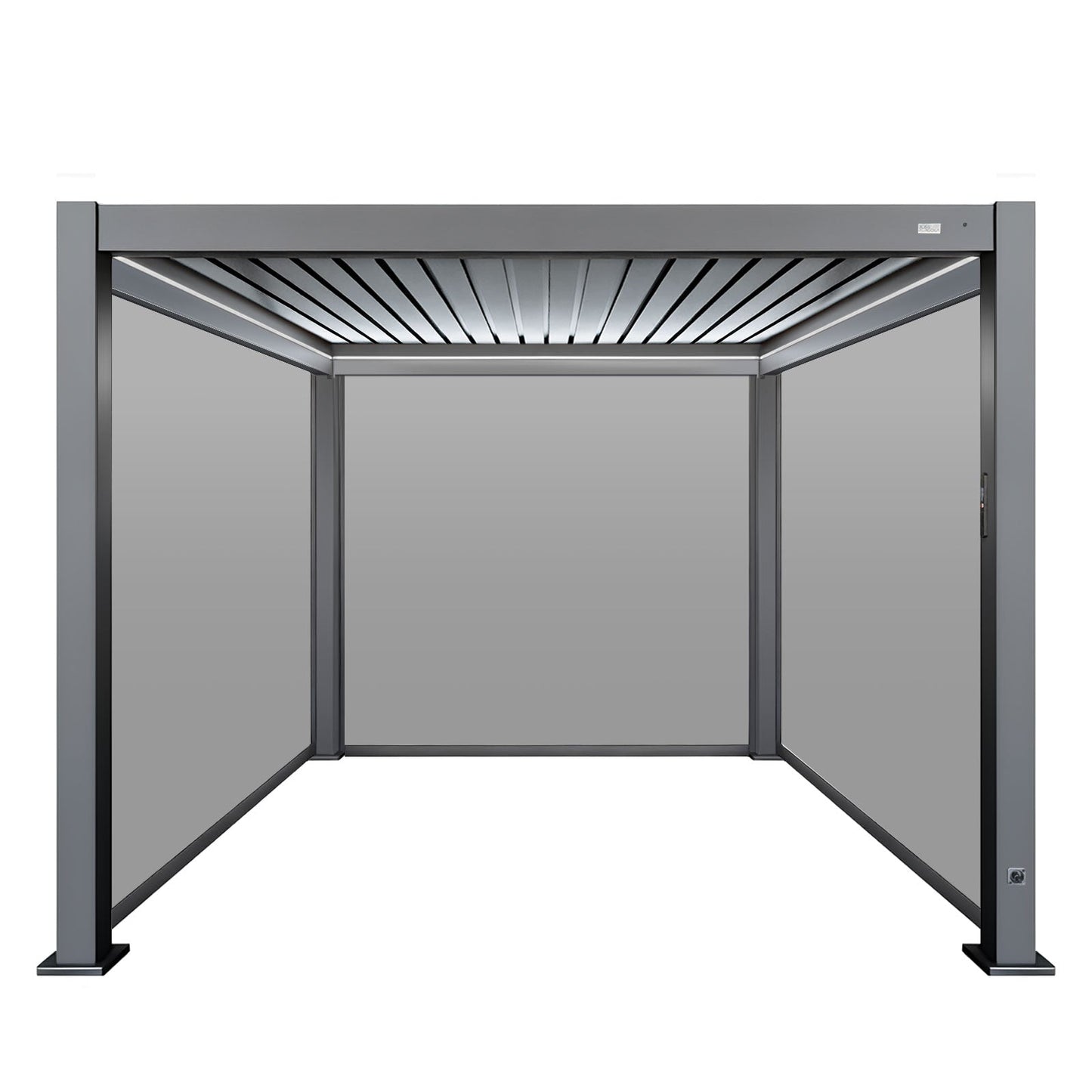 MotaShade™ 3×3m Motorised Aluminium Pergola – Double‑Layer Louvers, LEDs & 3 Windscreens