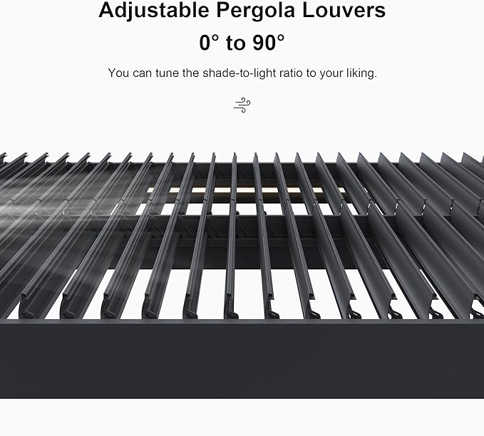 SplitZone™ 3×4m Grey Aluminium Pergola with LEDs, Mid-Beam Louvred Roof