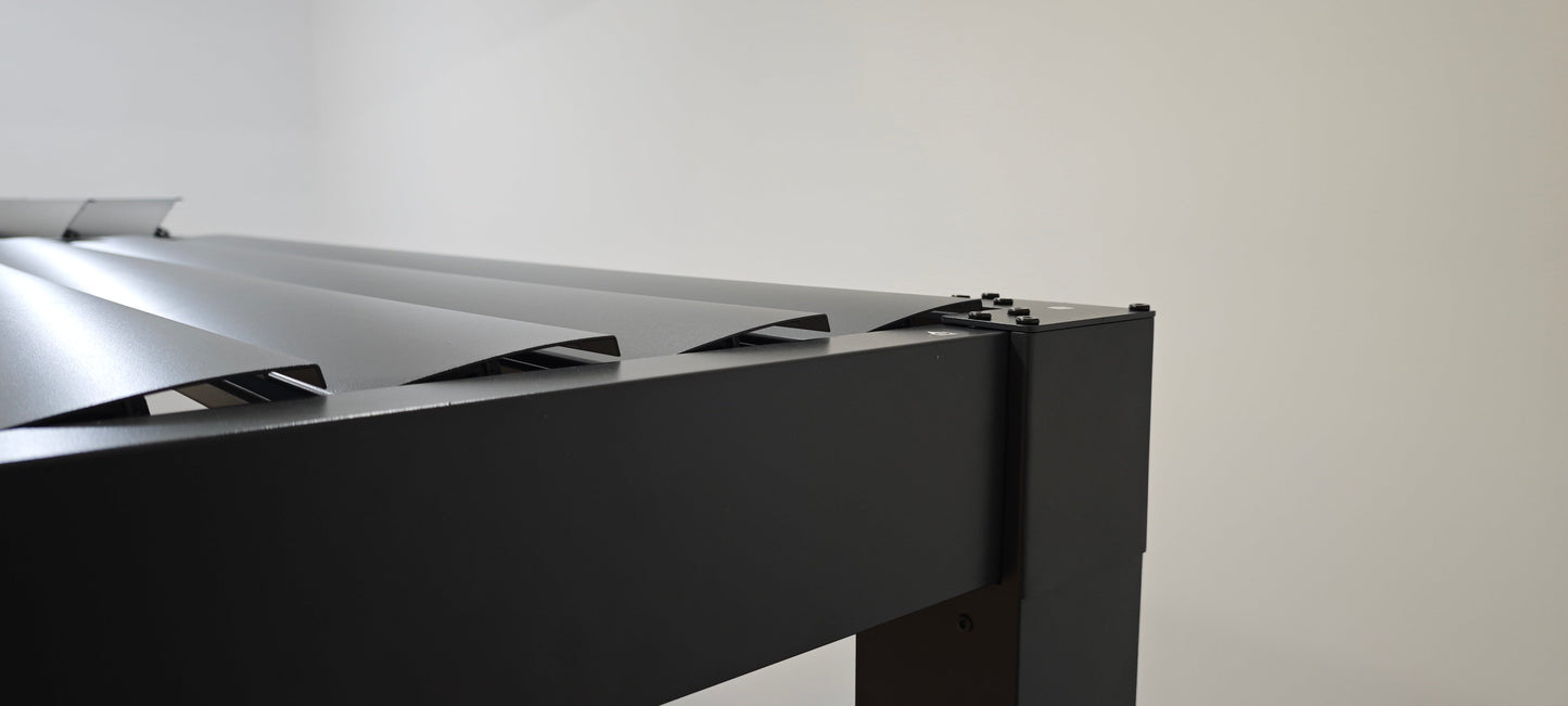 SplitZone™ 3×4m Grey Aluminium Pergola with LEDs, Mid-Beam Louvred Roof