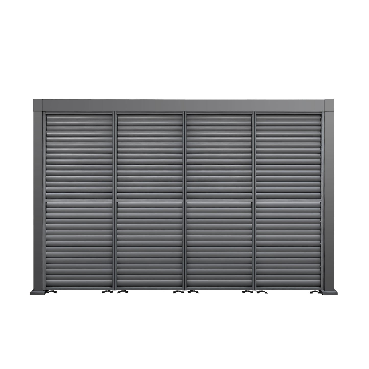 4M Aluminium Shuttered Louvre Side Wall (1m x Four Panels) in Dark Grey
