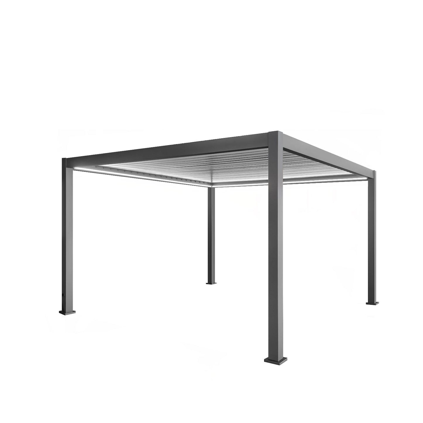 LuxShade™ 4×4m Aluminium Pergola with LEDs, Double-Layered Louvred Roof