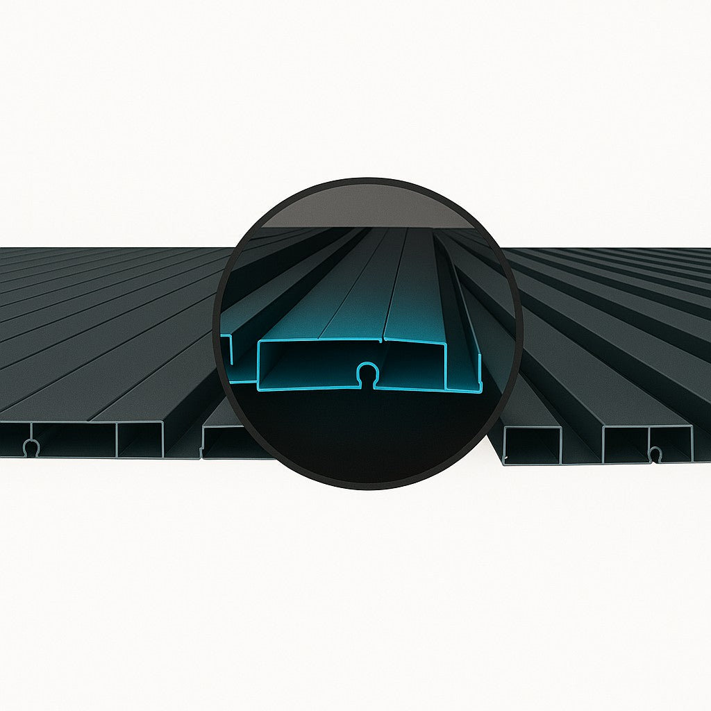LuxShade™ 3×3m Aluminium Pergola with LEDs, Double-Layered Louvred Roof & 3 Blinds