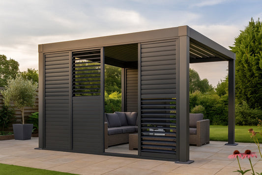 4M Aluminium Shuttered Louvre Sliding Door System – LuxShade™ Pergola Series