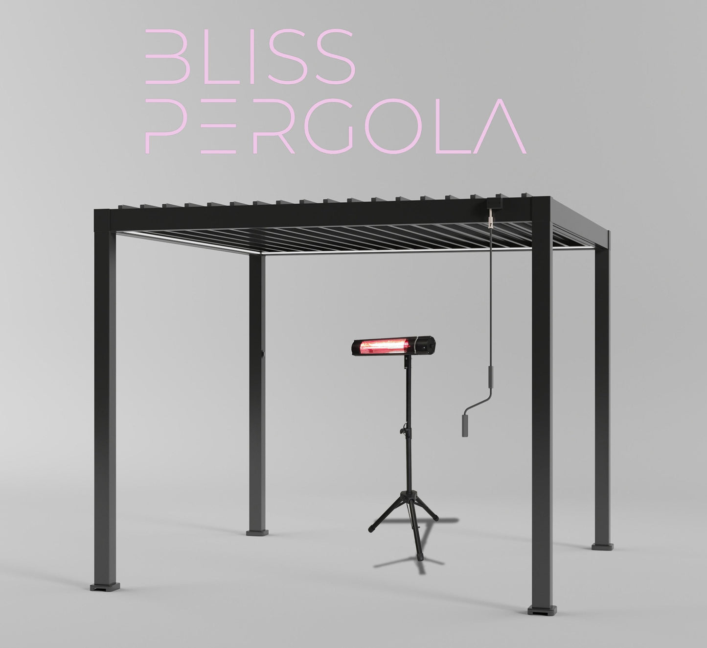 LuxShade™ 3×3m Aluminium Pergola with LEDs, Double-Layered Louvred Roof
