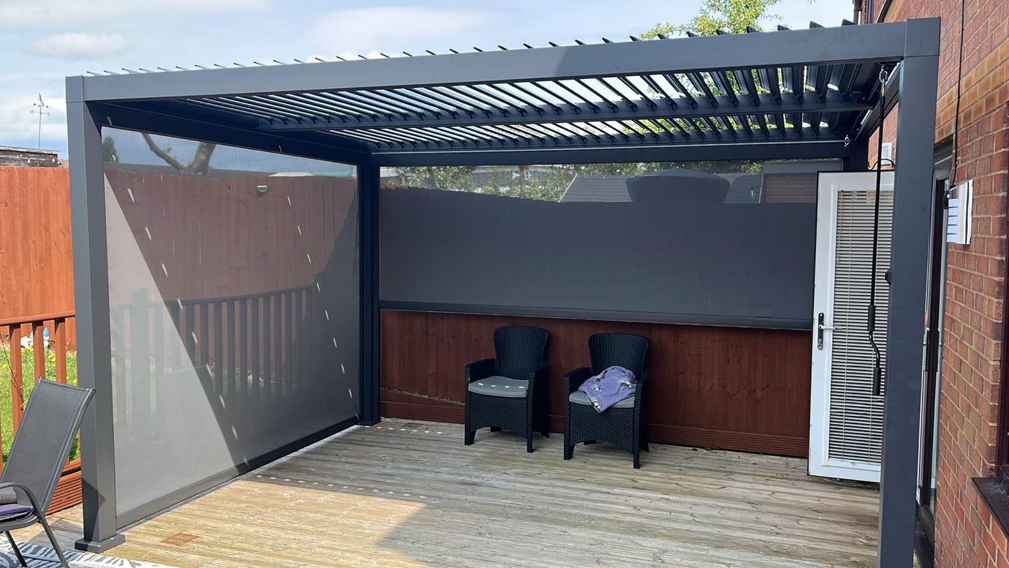 4M Retractable Pergola Side Blind | Pull Down Privacy Windscreen for LuxShade™ Pergola