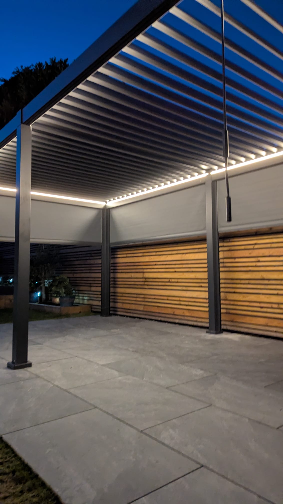 LuxShade™ 3×6m Aluminium Pergola with LEDs, Double-Layered Louvred Roof