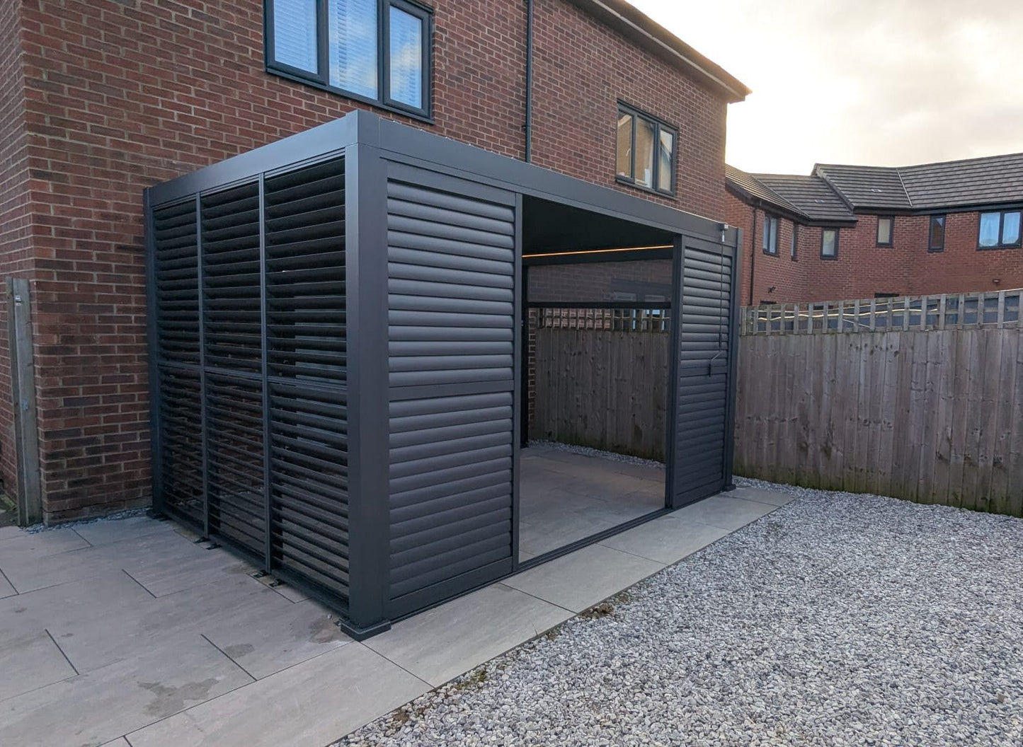 3M Aluminium Shuttered Louvre Side Wall (1m x Three Panels) in Dark Grey